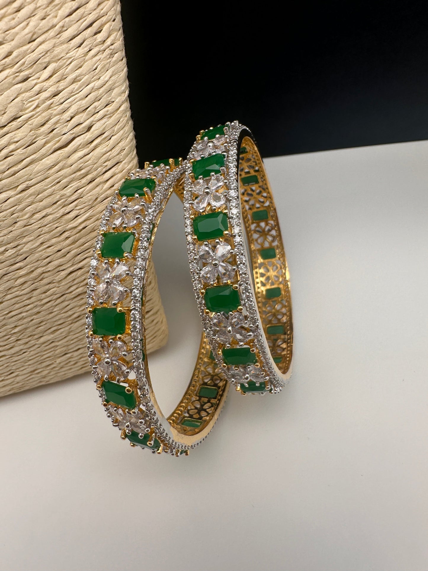American Diamond Emerald Green Bangles