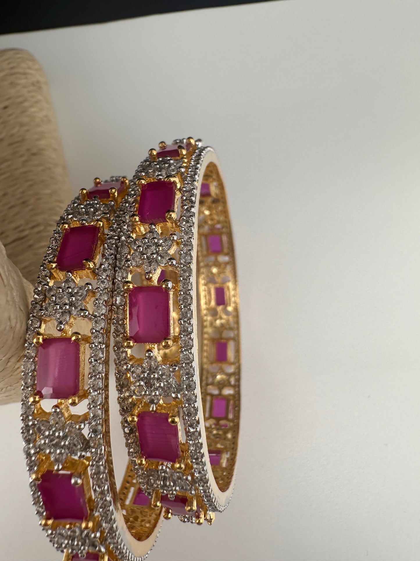 American Diamond Ruby Red Bangles