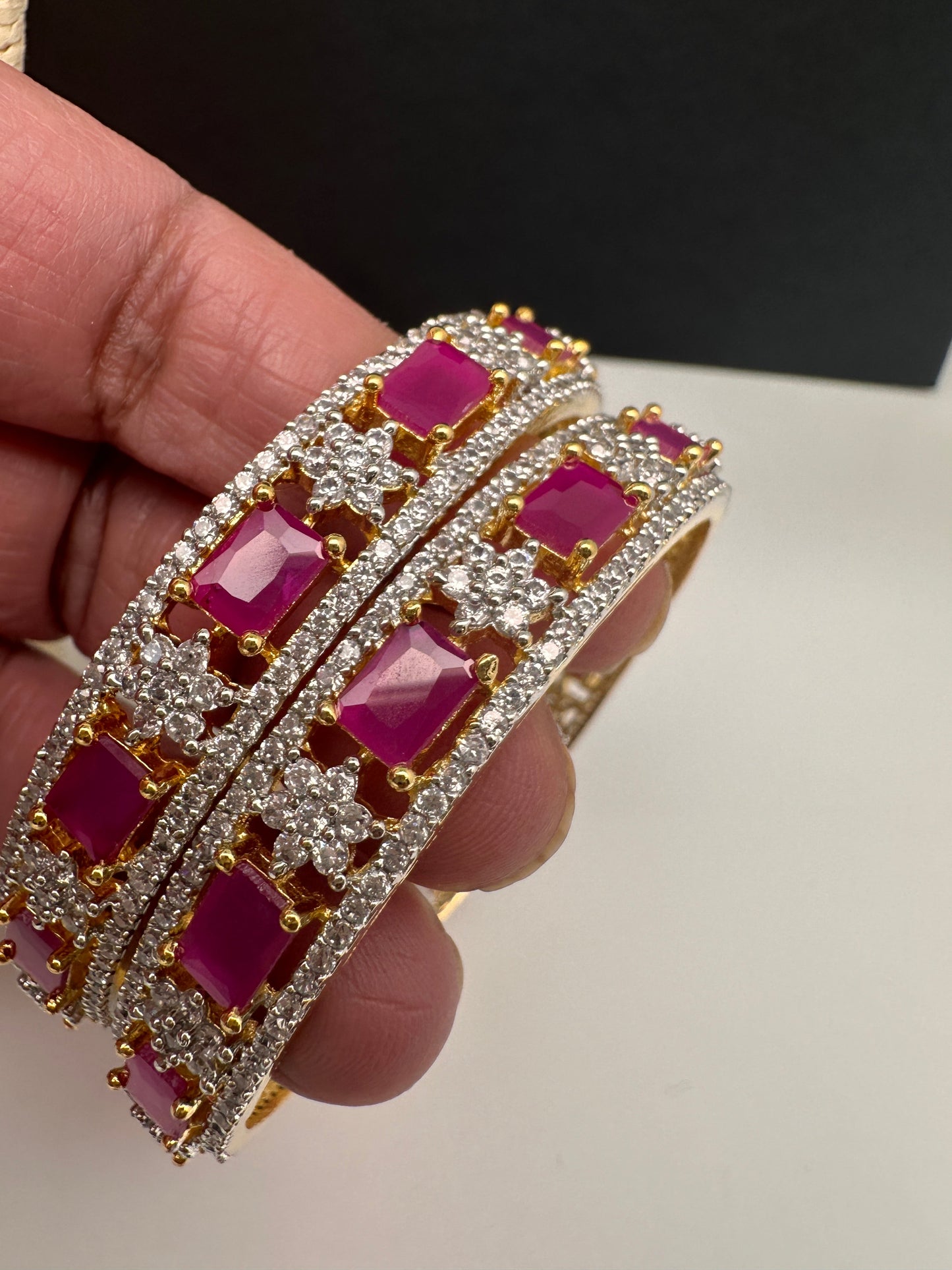 American Diamond Ruby Red Bangles