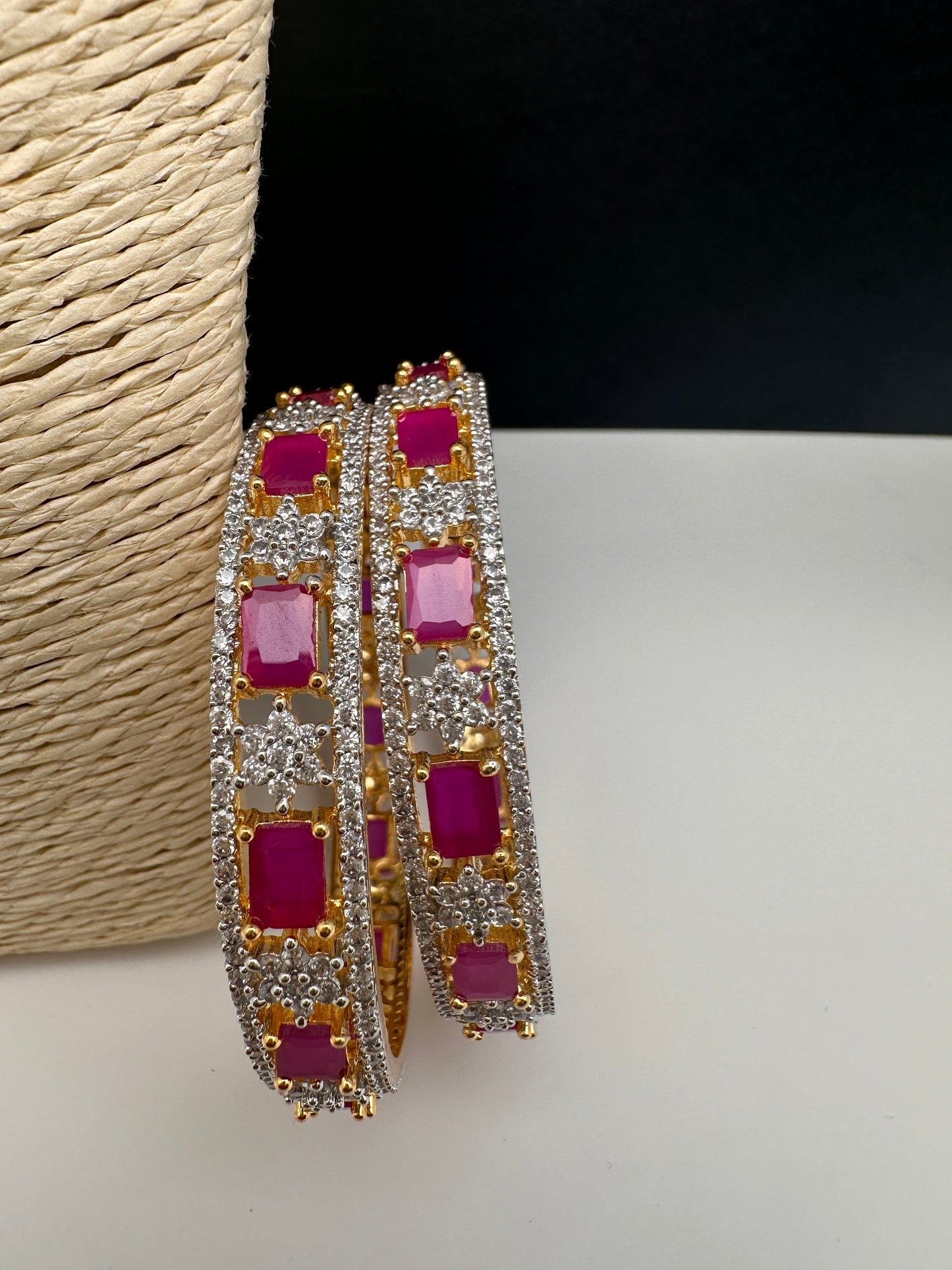 American Diamond Ruby Red Bangles