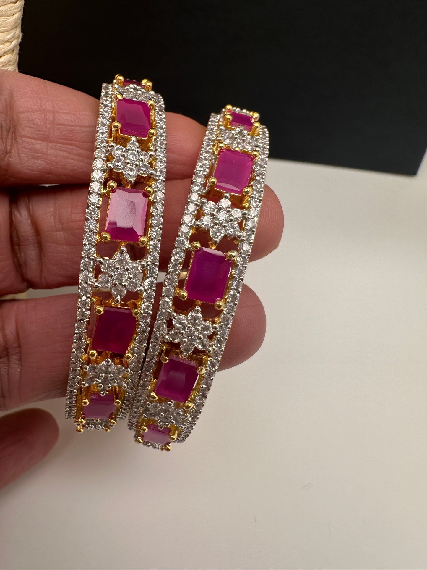 American Diamond Ruby Red Bangles