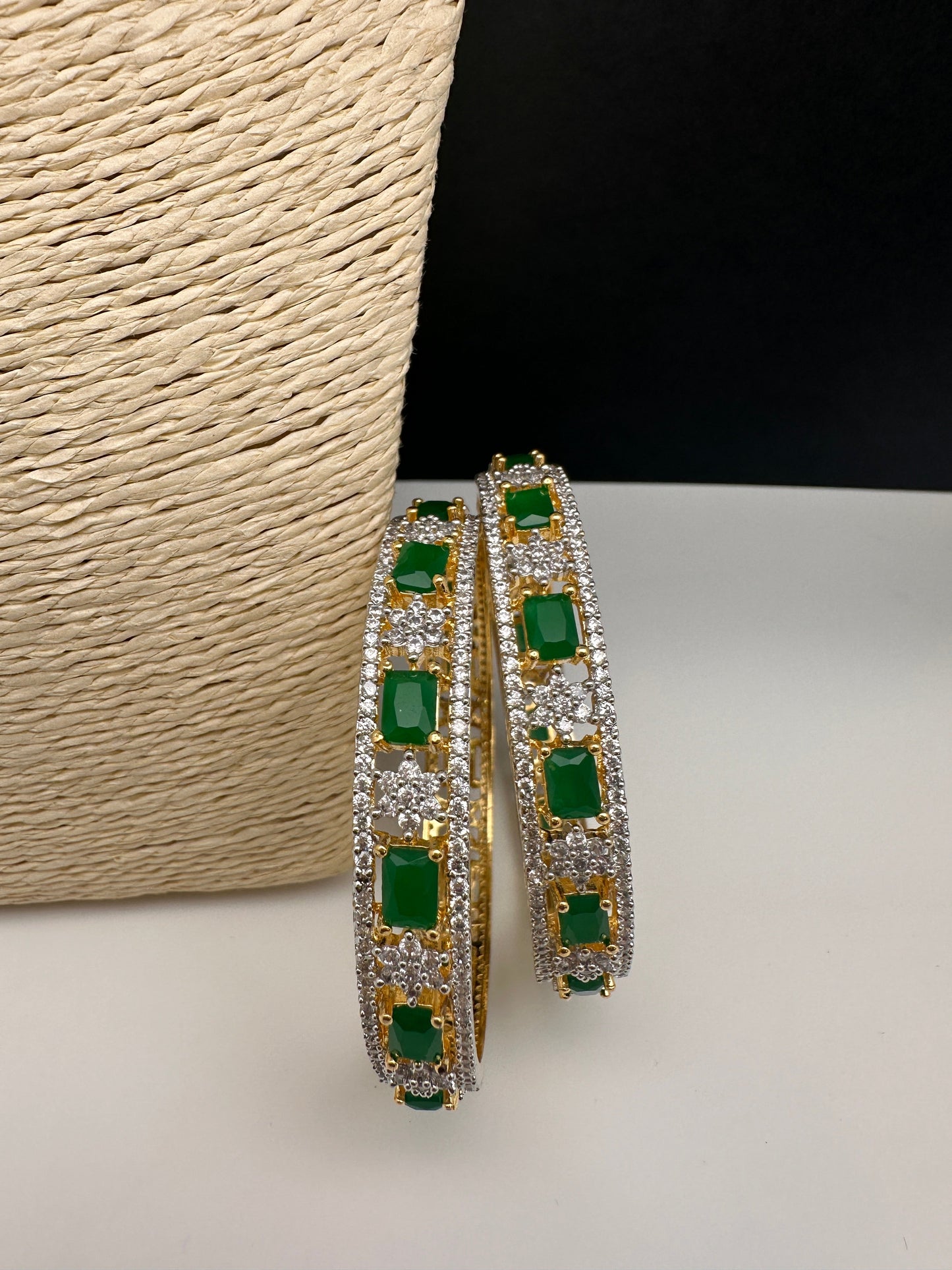 American Diamond Emerald Green Bangles