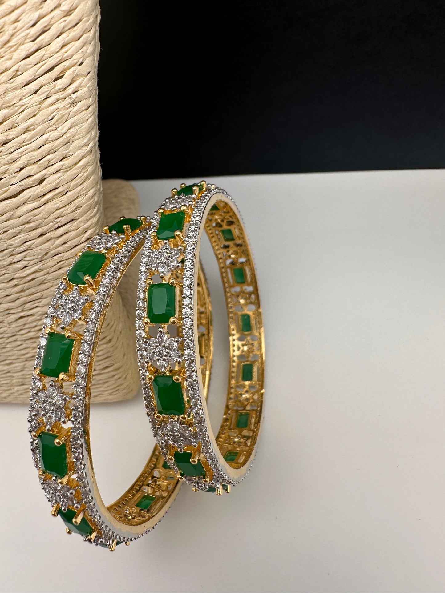 American Diamond Emerald Green Bangles