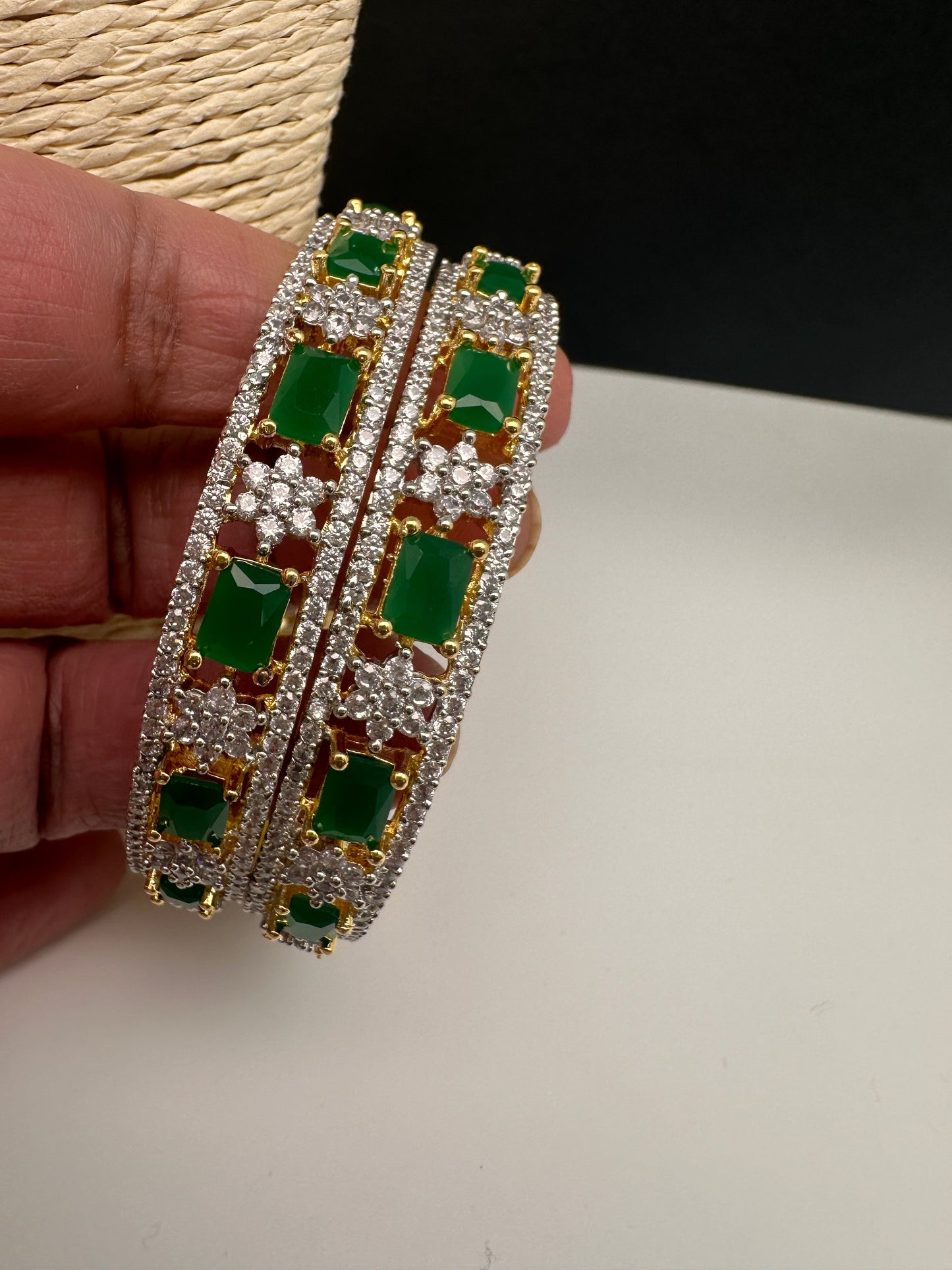 American Diamond Emerald Green Bangles