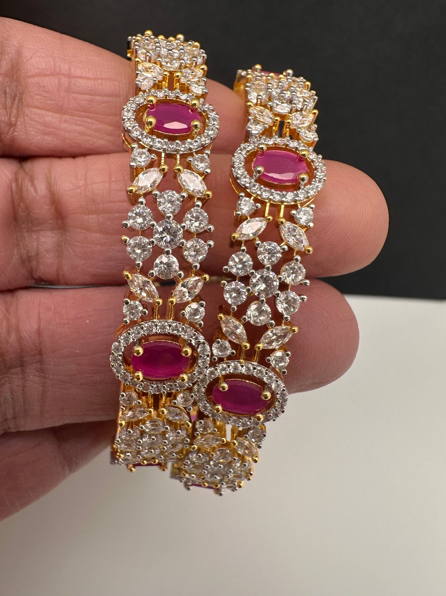 American Diamond Ruby Red Bangles
