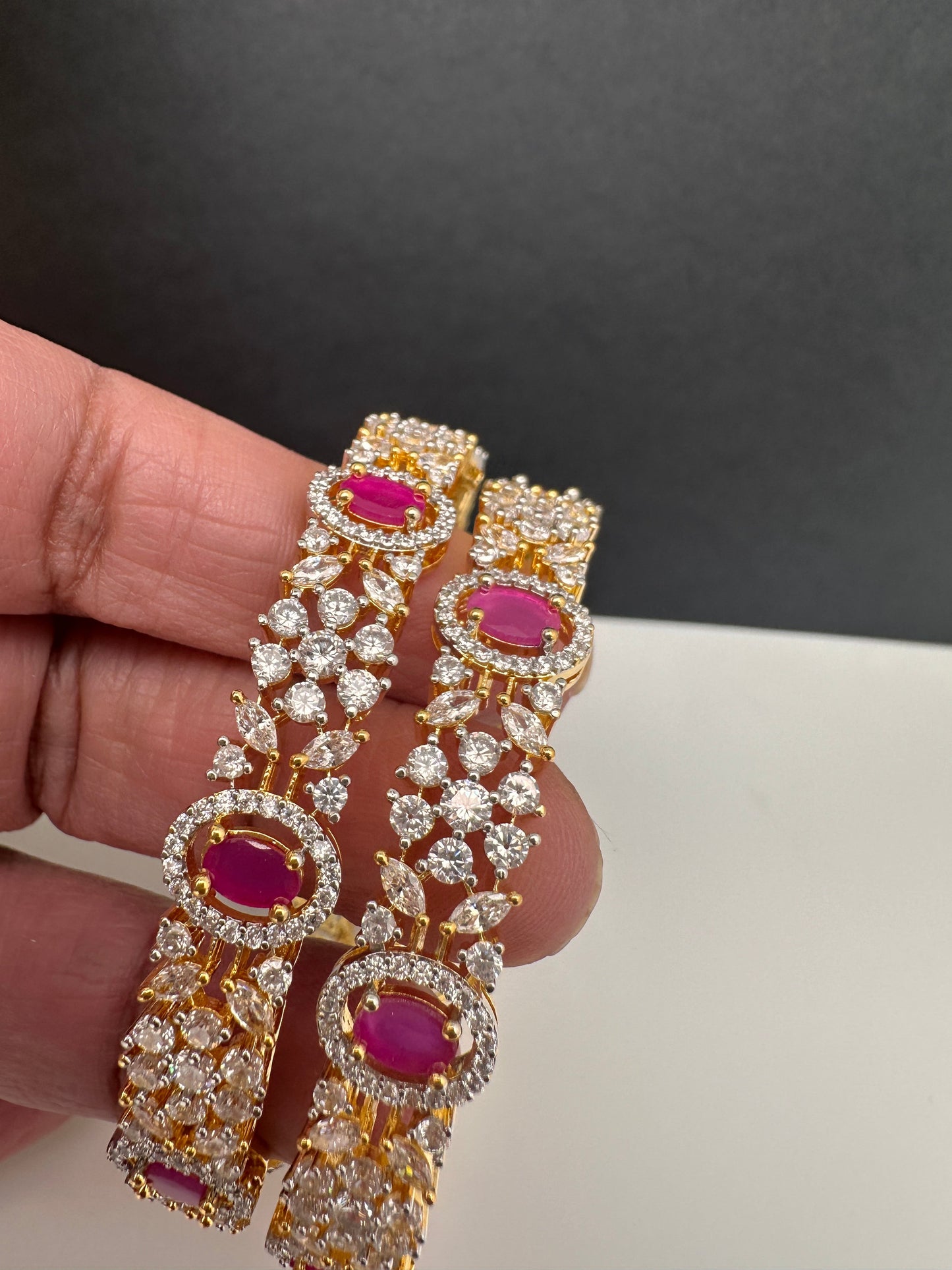 American Diamond Ruby Red Bangles