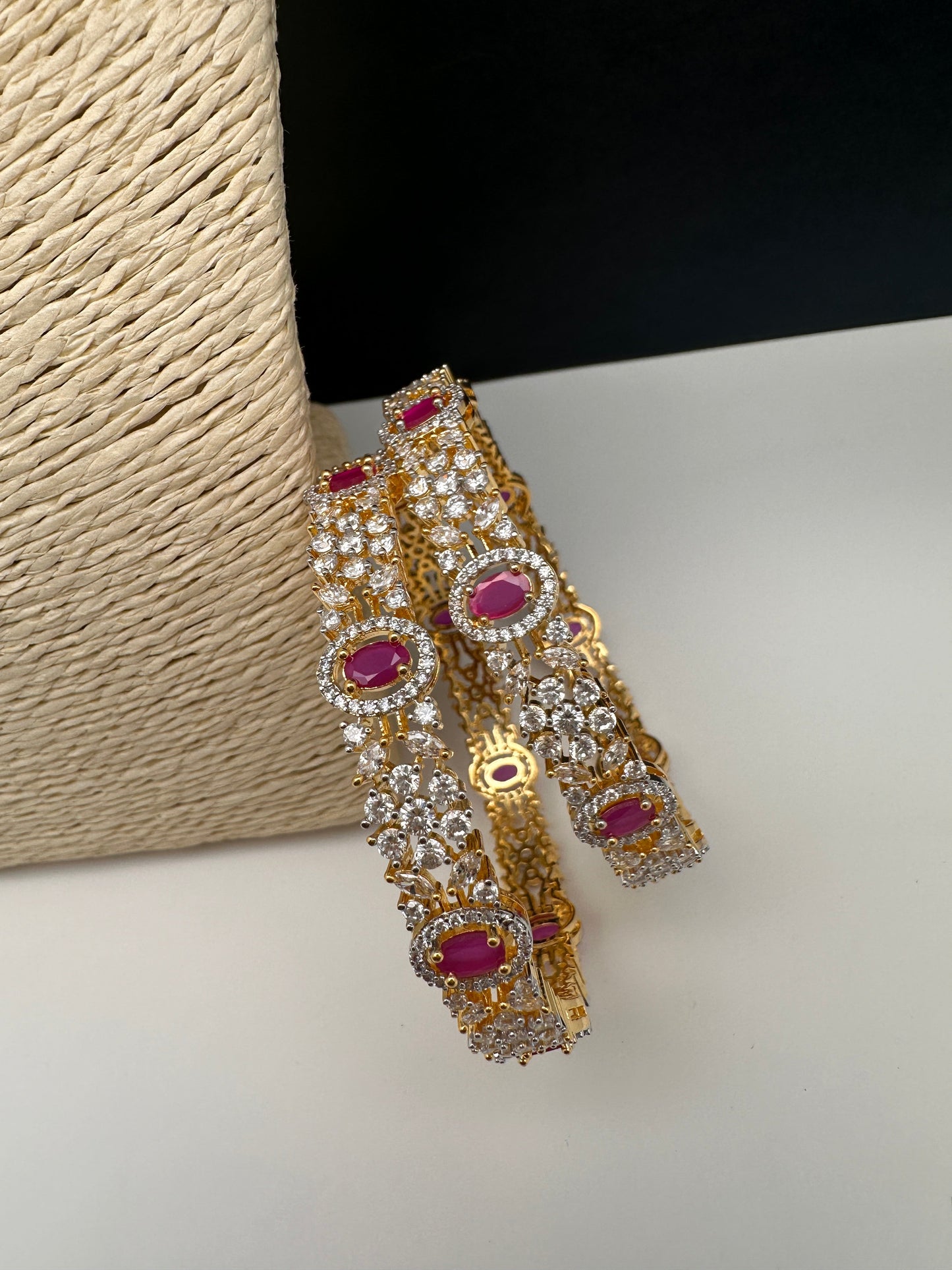American Diamond Ruby Red Bangles