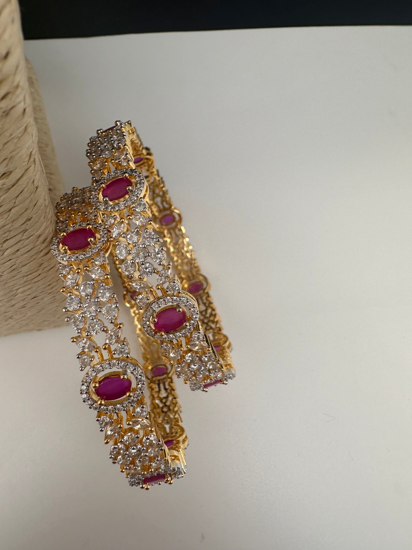 American Diamond Ruby Red Bangles