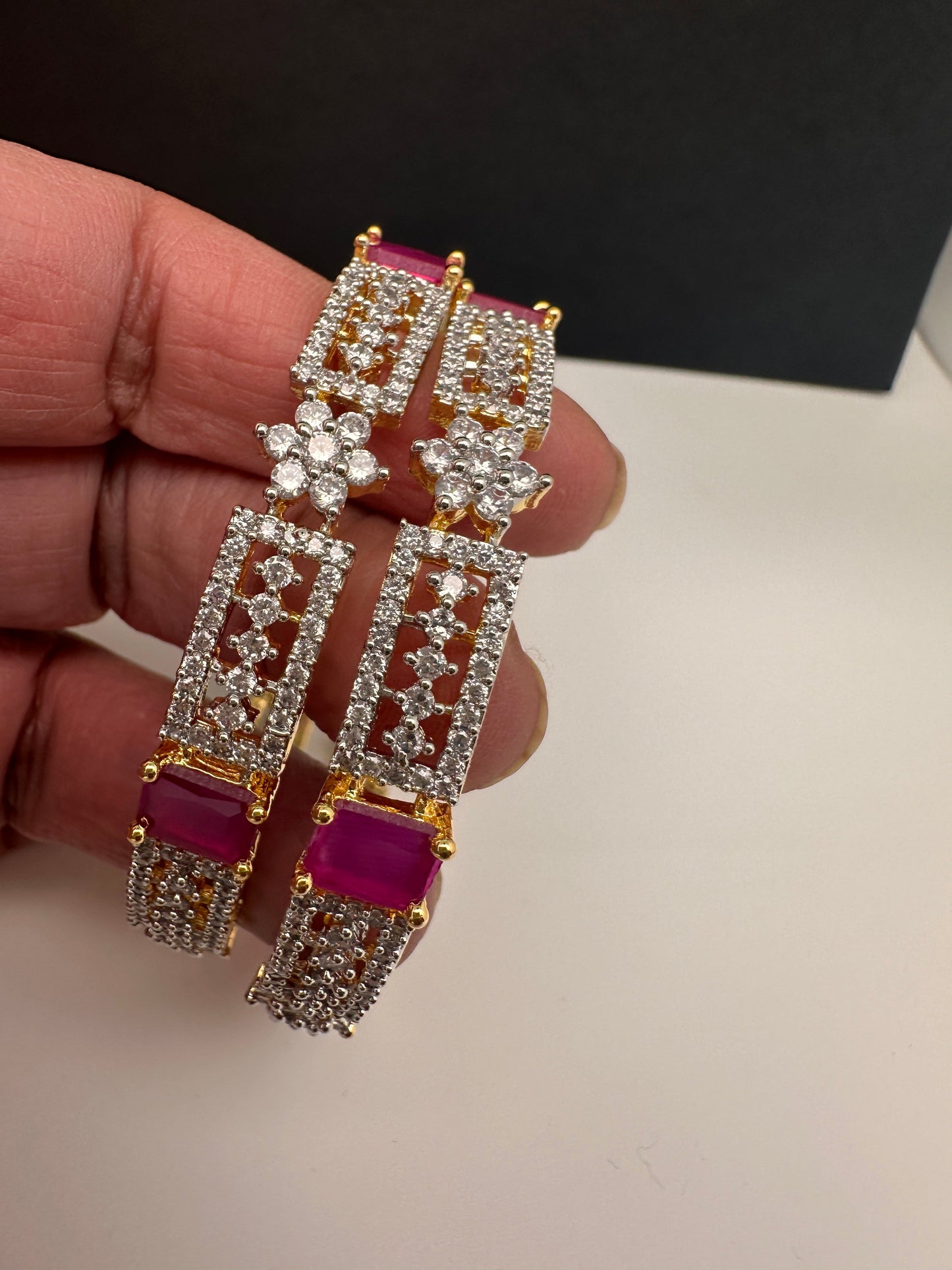 American Diamond Ruby Red Bangles
