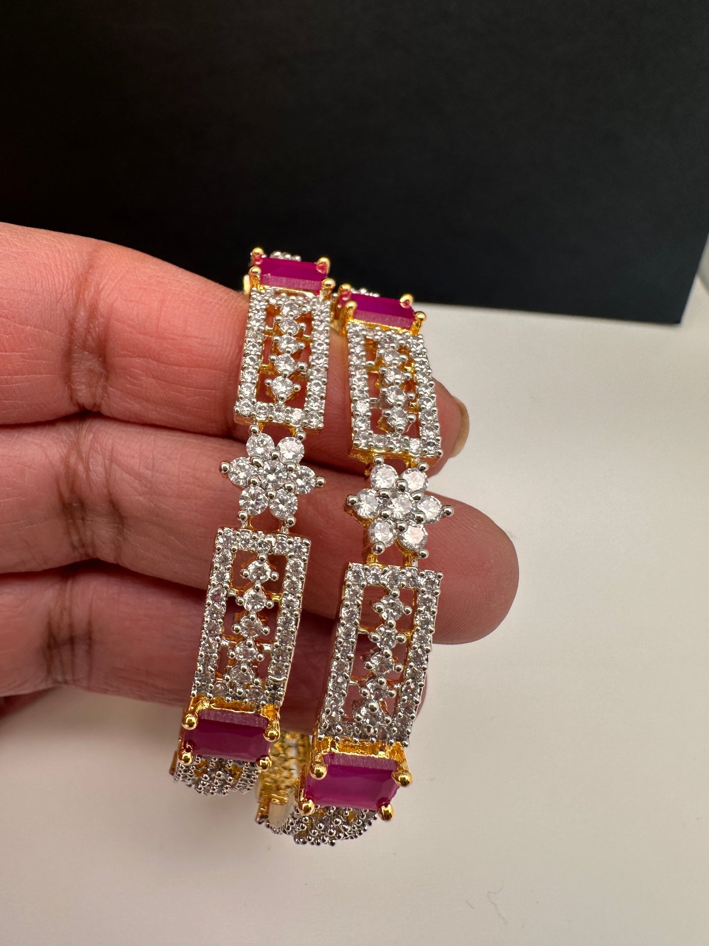 American Diamond Ruby Red Bangles