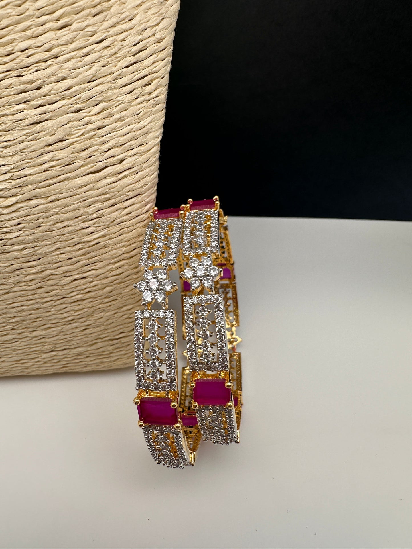 American Diamond Ruby Red Bangles