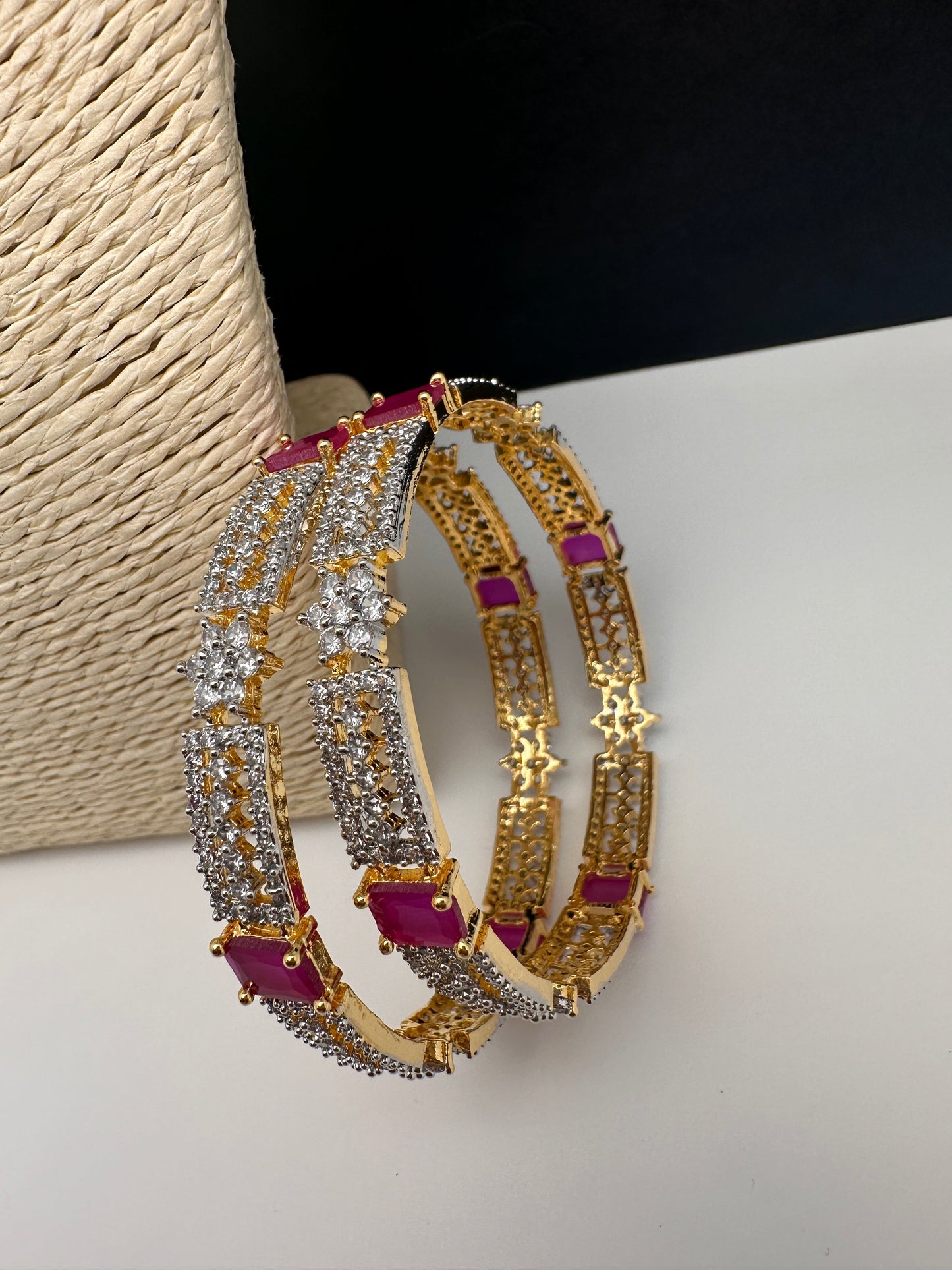 American Diamond Ruby Red Bangles