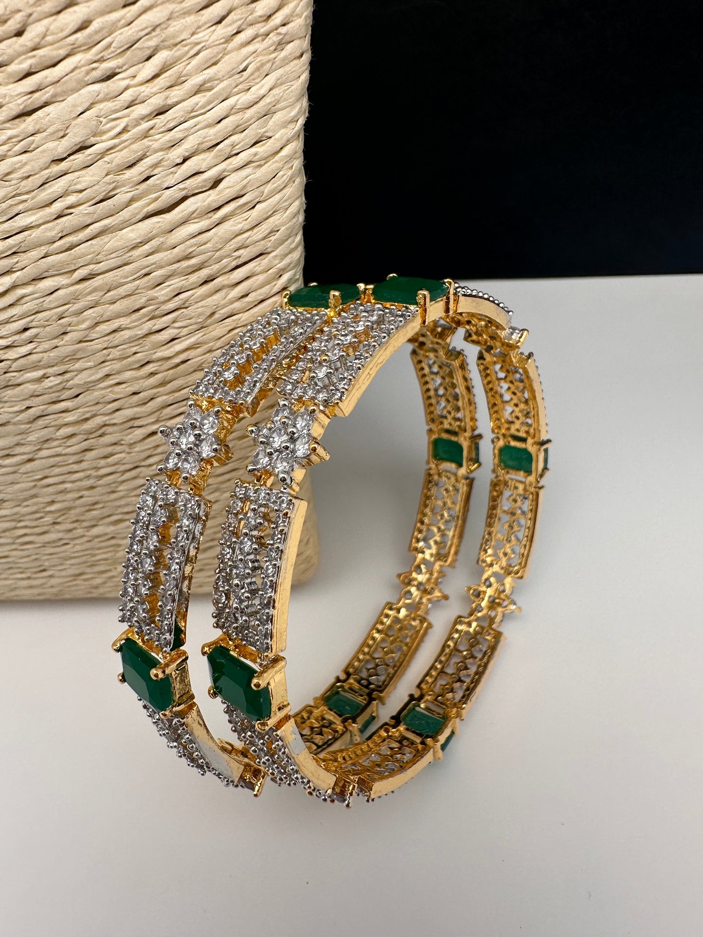 American Diamond Emerald Green Bangles