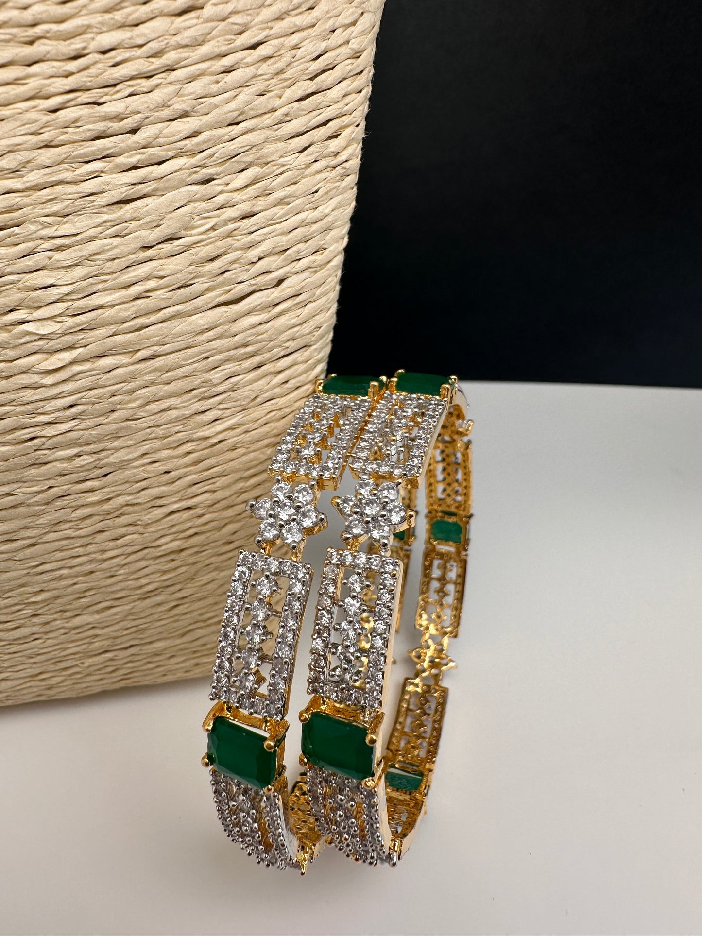 American Diamond Emerald Green Bangles
