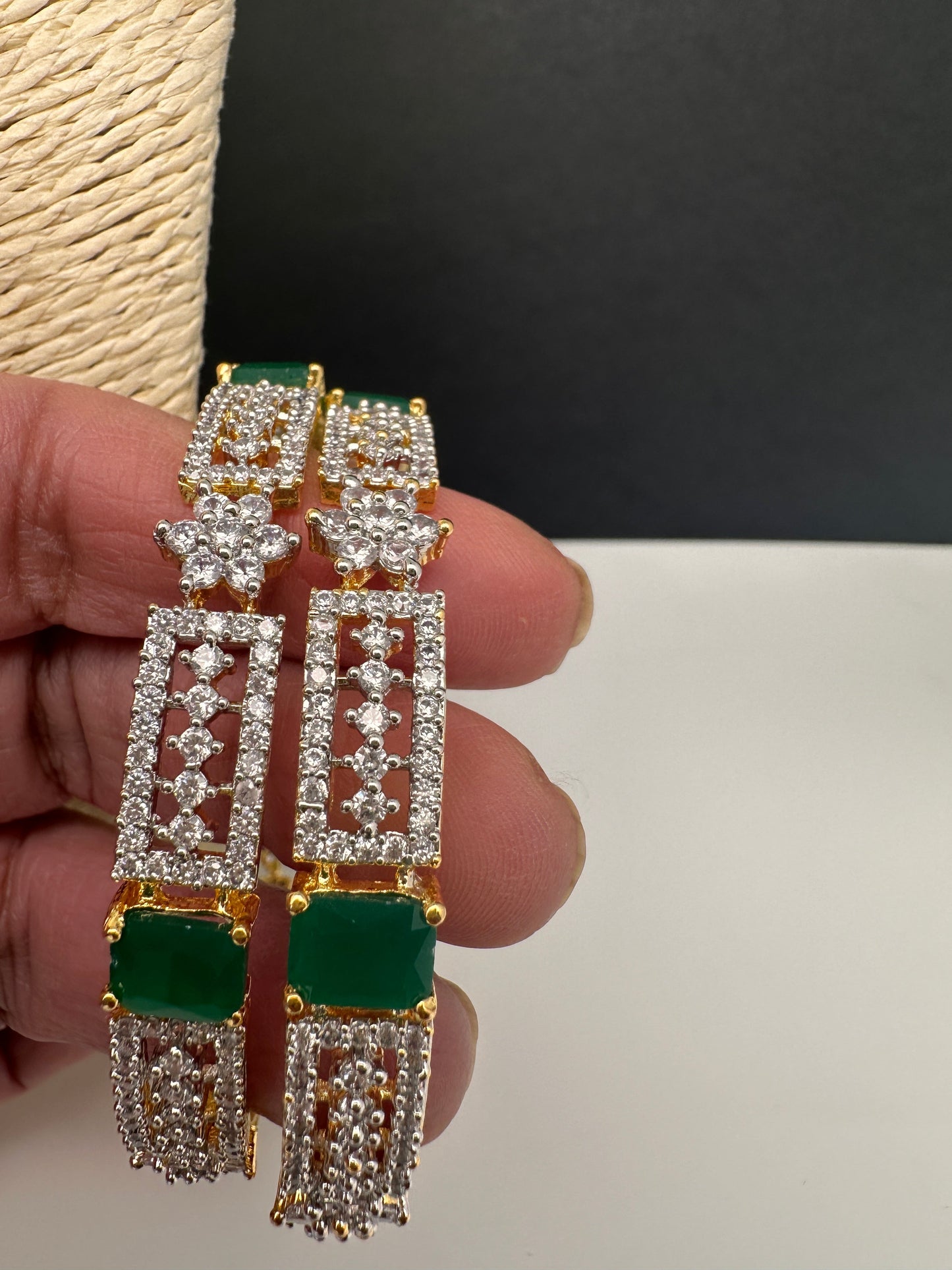 American Diamond Emerald Green Bangles