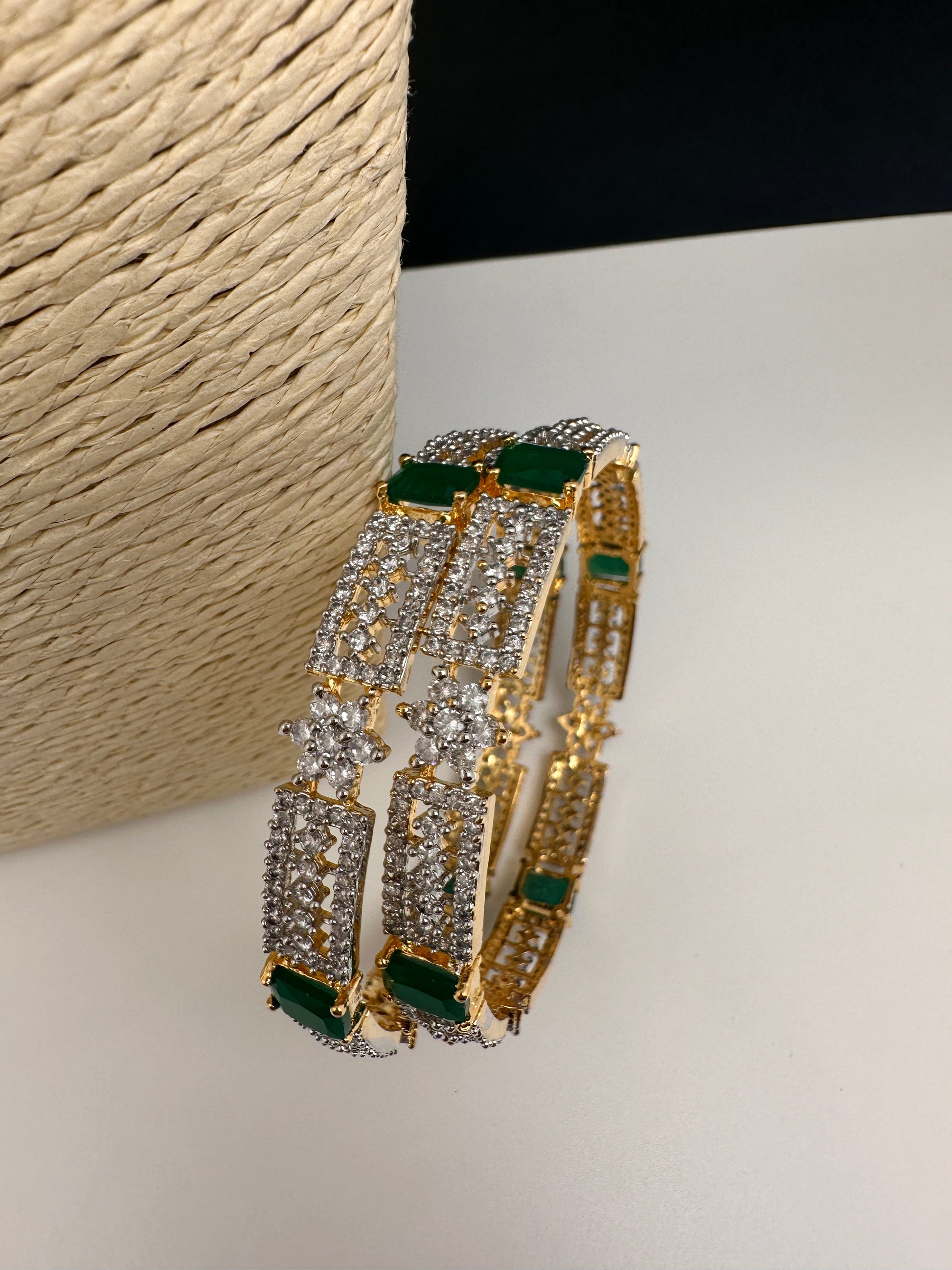 American Diamond Emerald Green Bangles