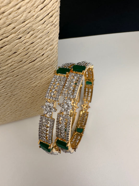 American Diamond Emerald Green Bangles