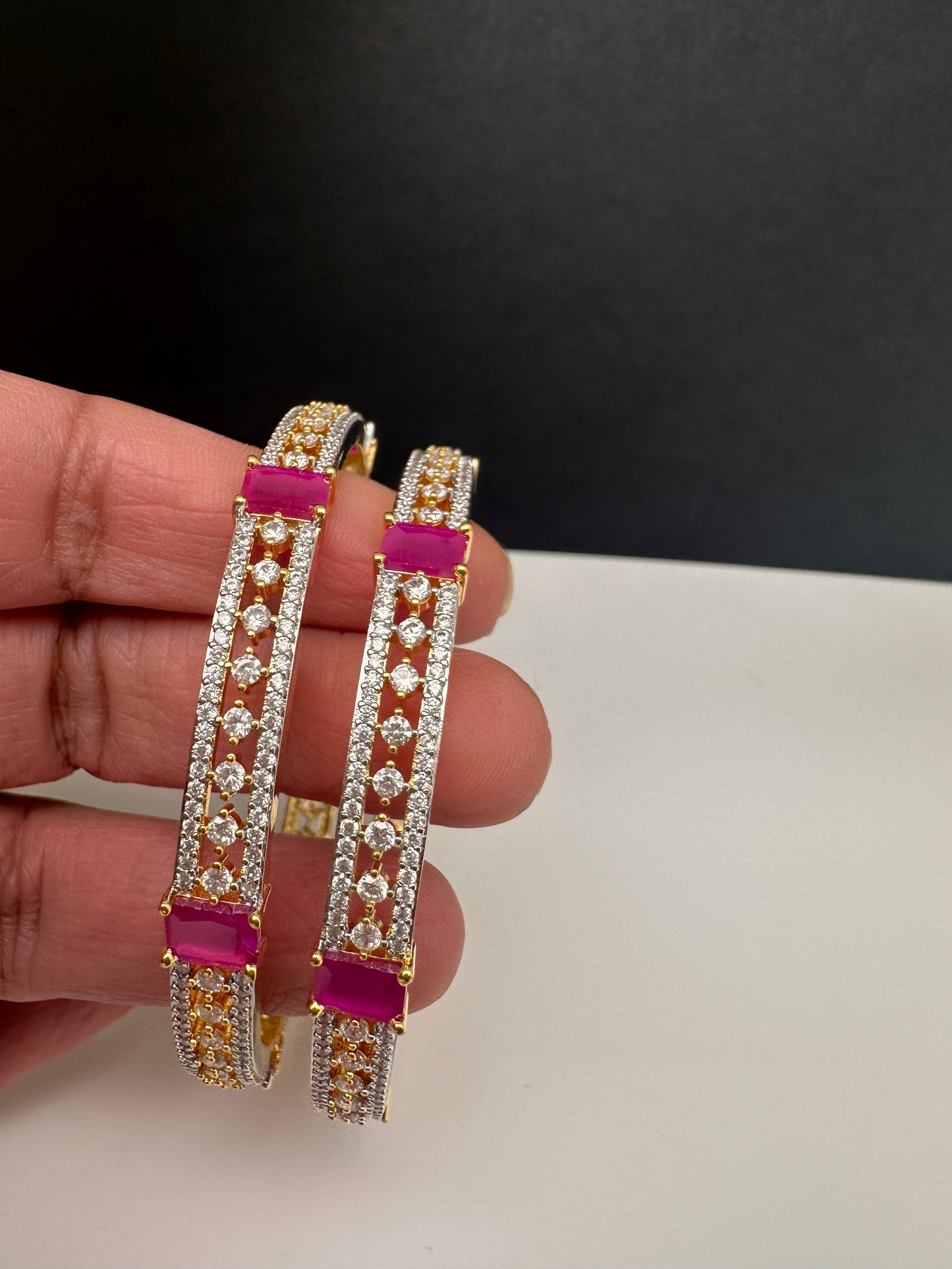 American Diamond Ruby Red Bangles