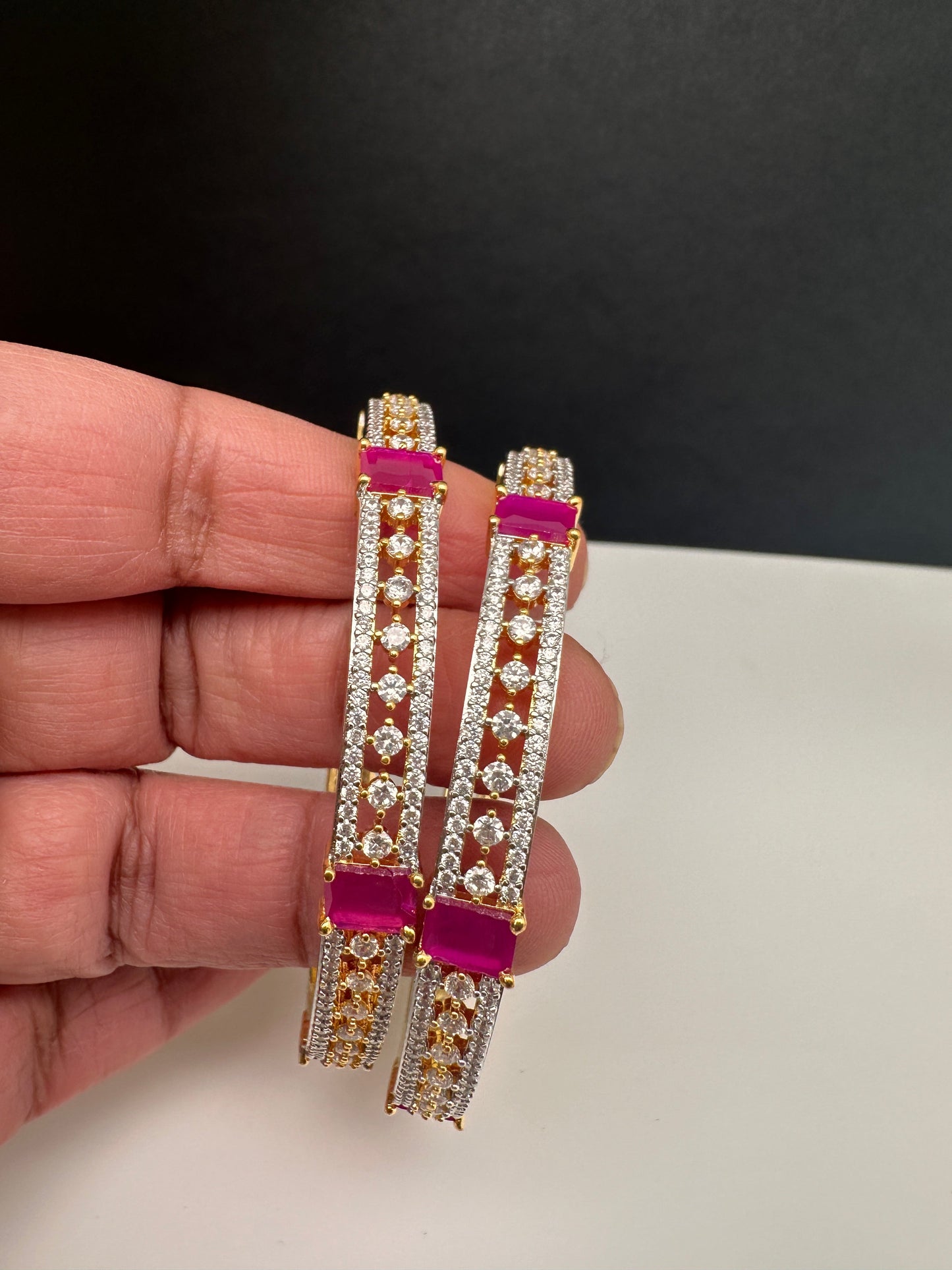 American Diamond Ruby Red Bangles