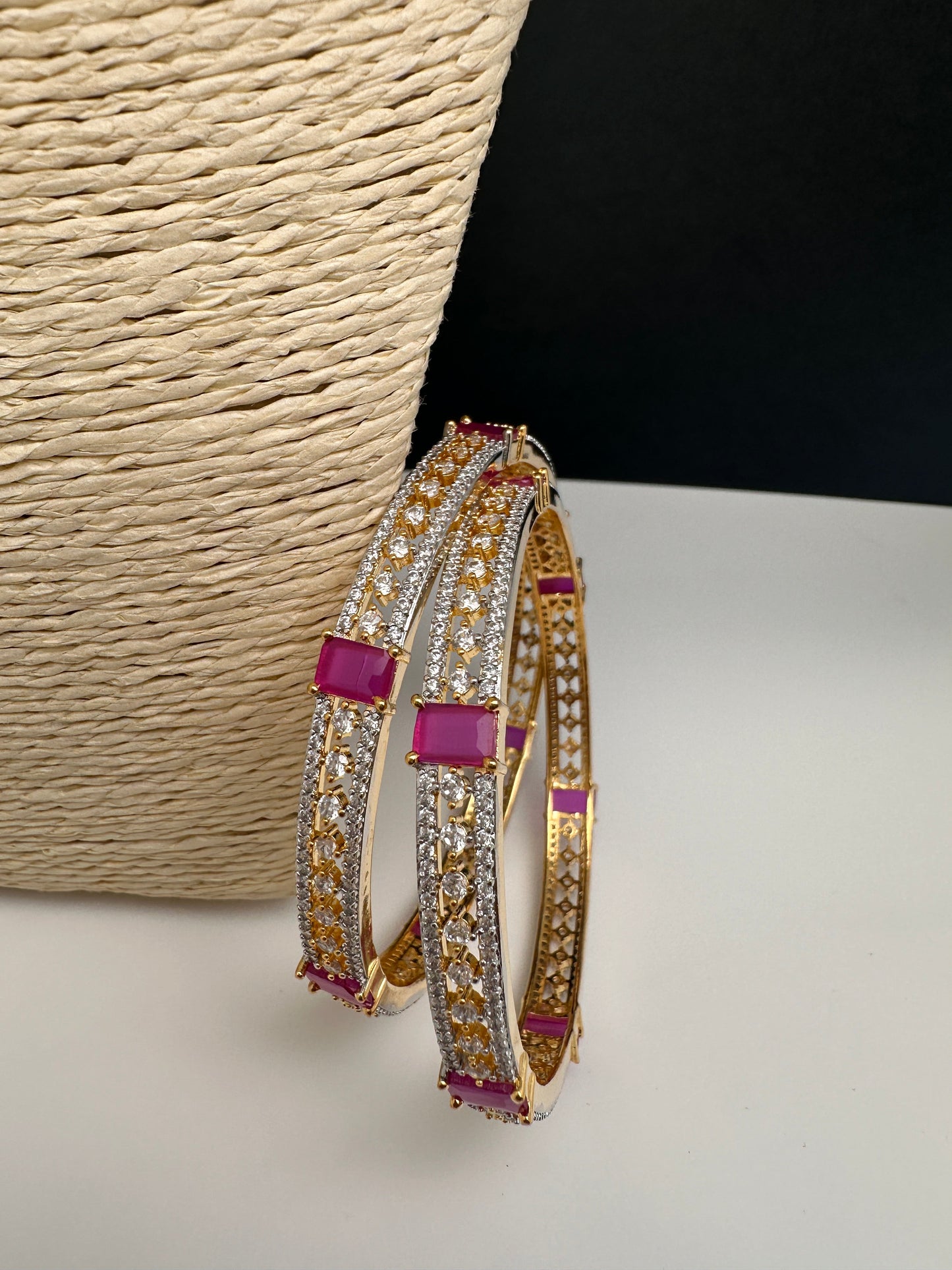 American Diamond Ruby Red Bangles