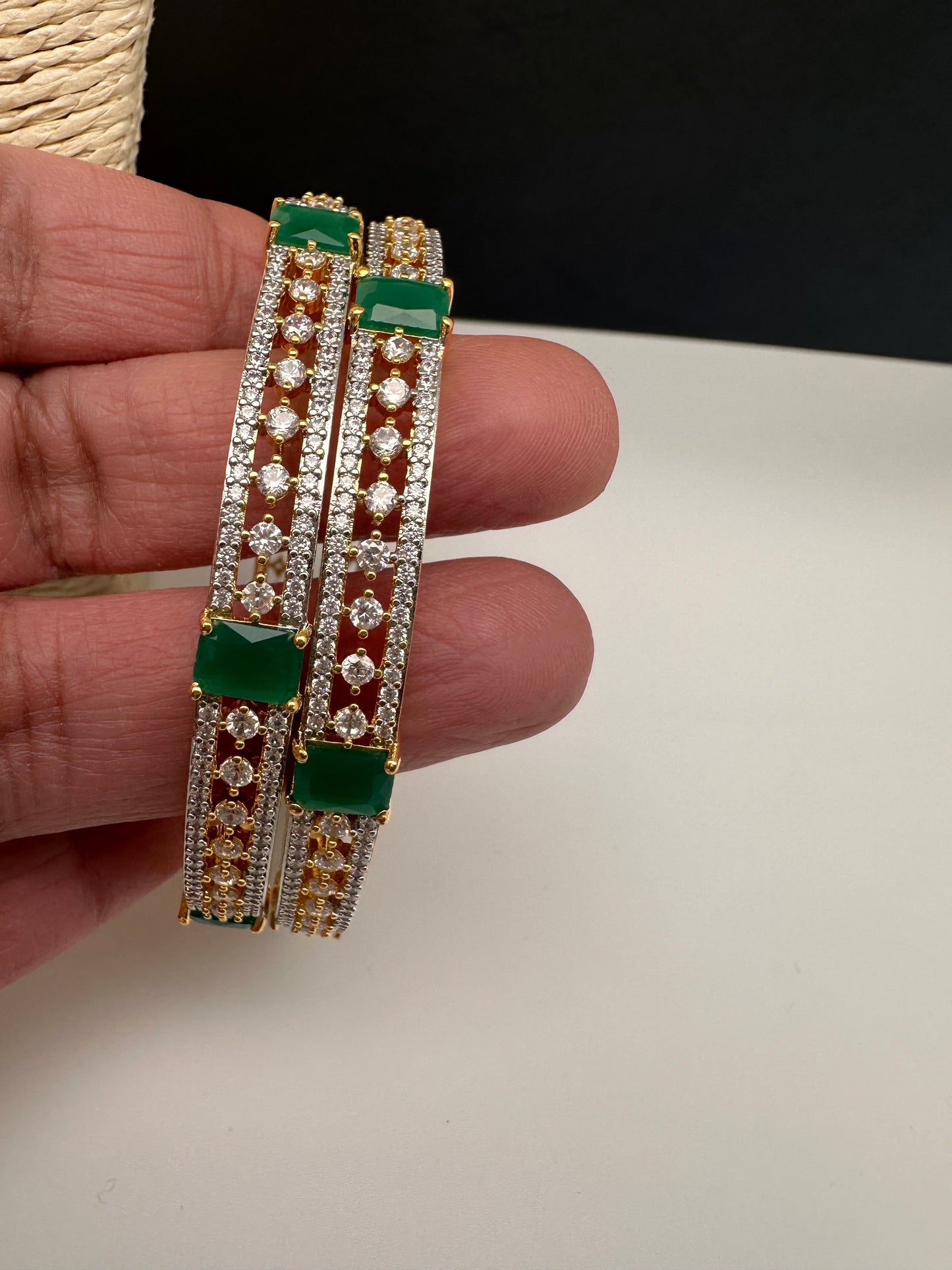 American Diamond Emerald Green Bangles