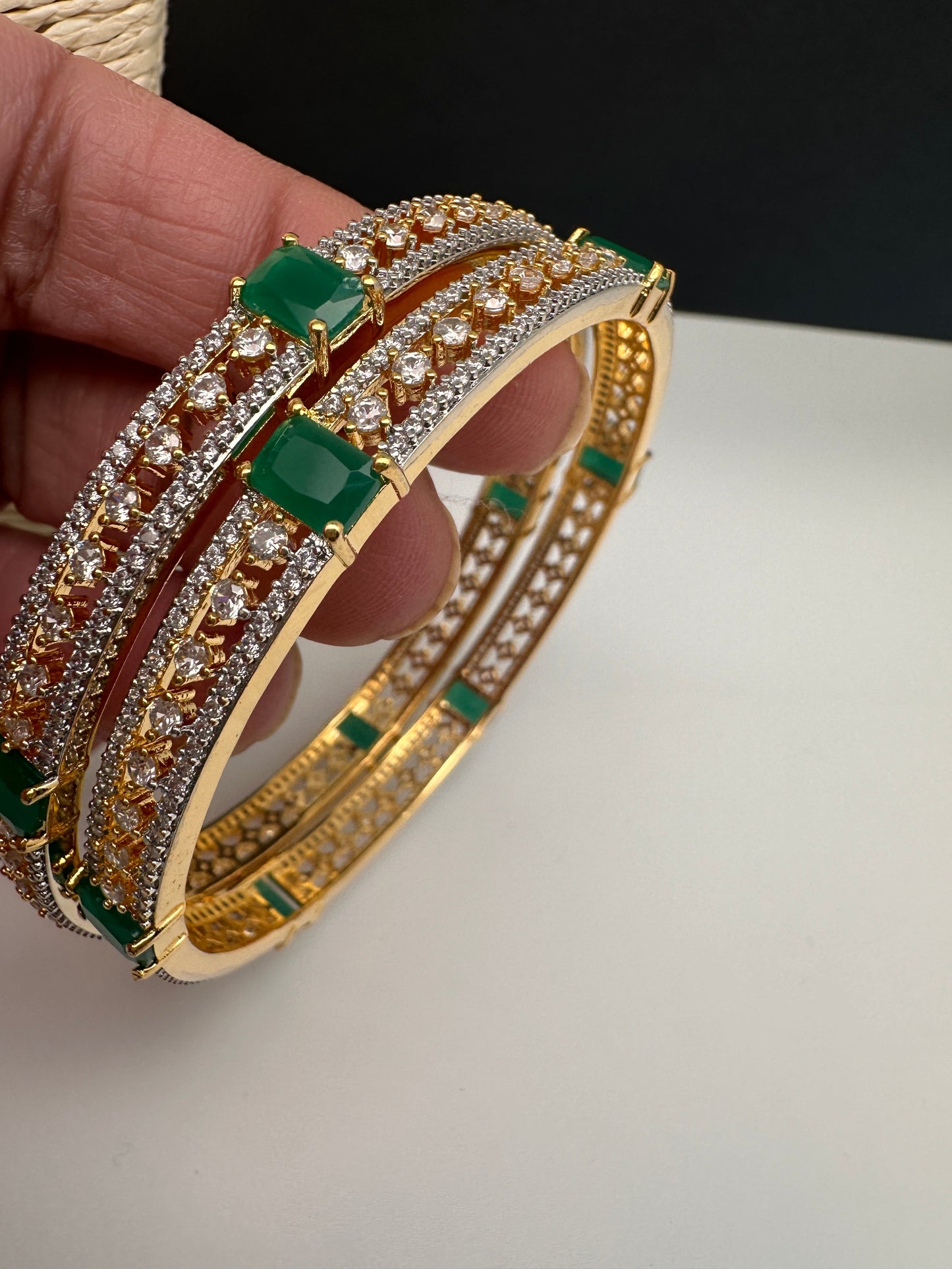 American Diamond Emerald Green Bangles