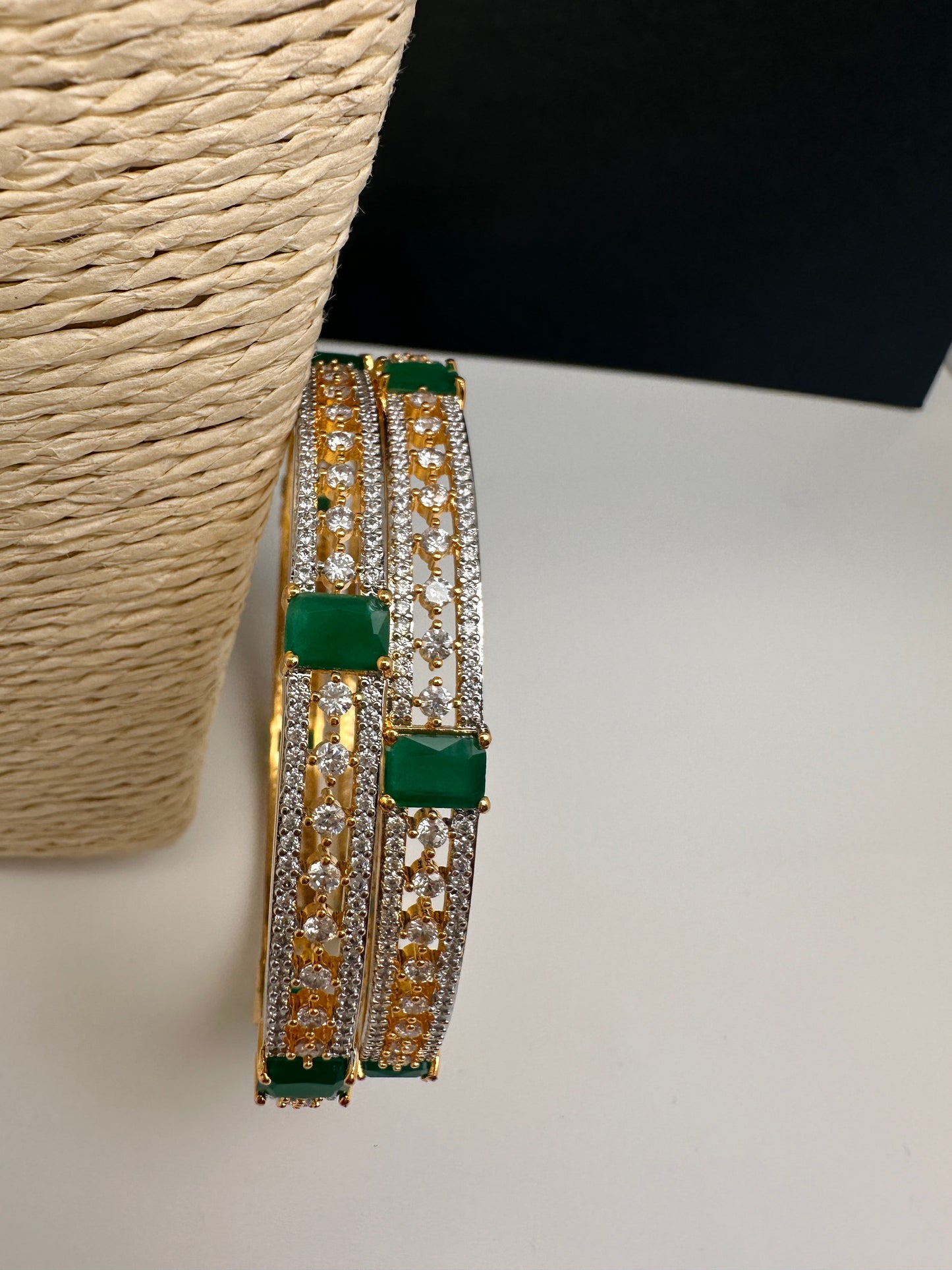 American Diamond Emerald Green Bangles