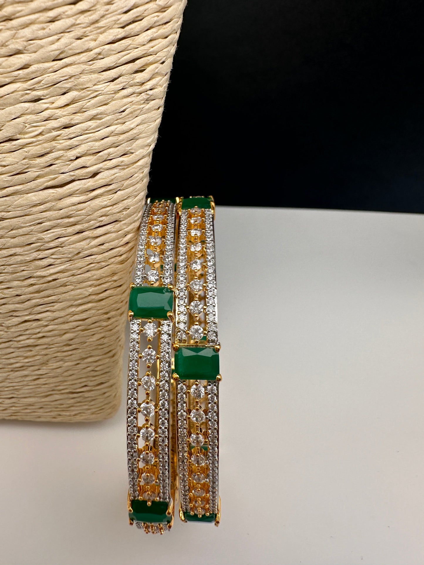 American Diamond Emerald Green Bangles