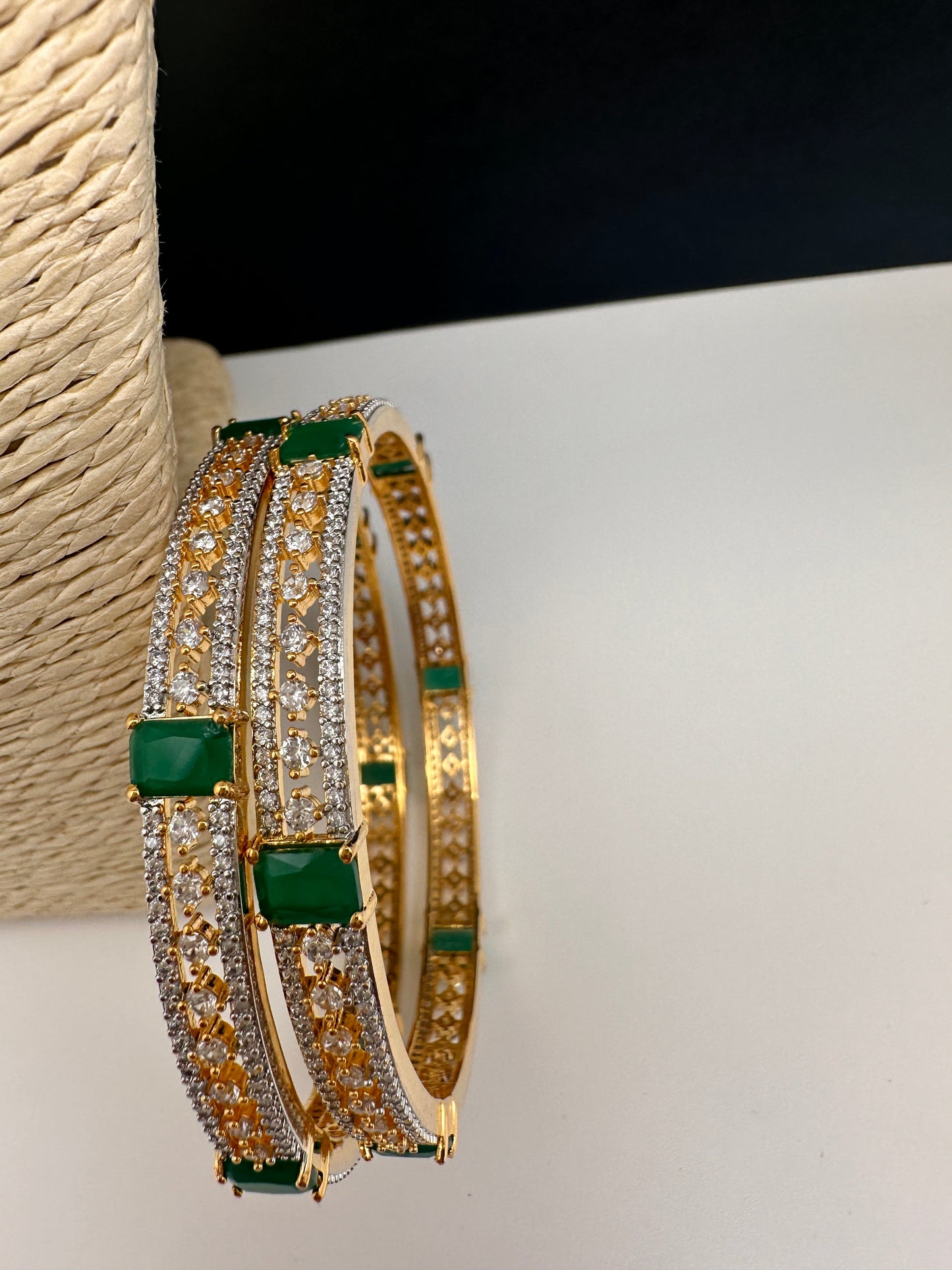 American Diamond Emerald Green Bangles