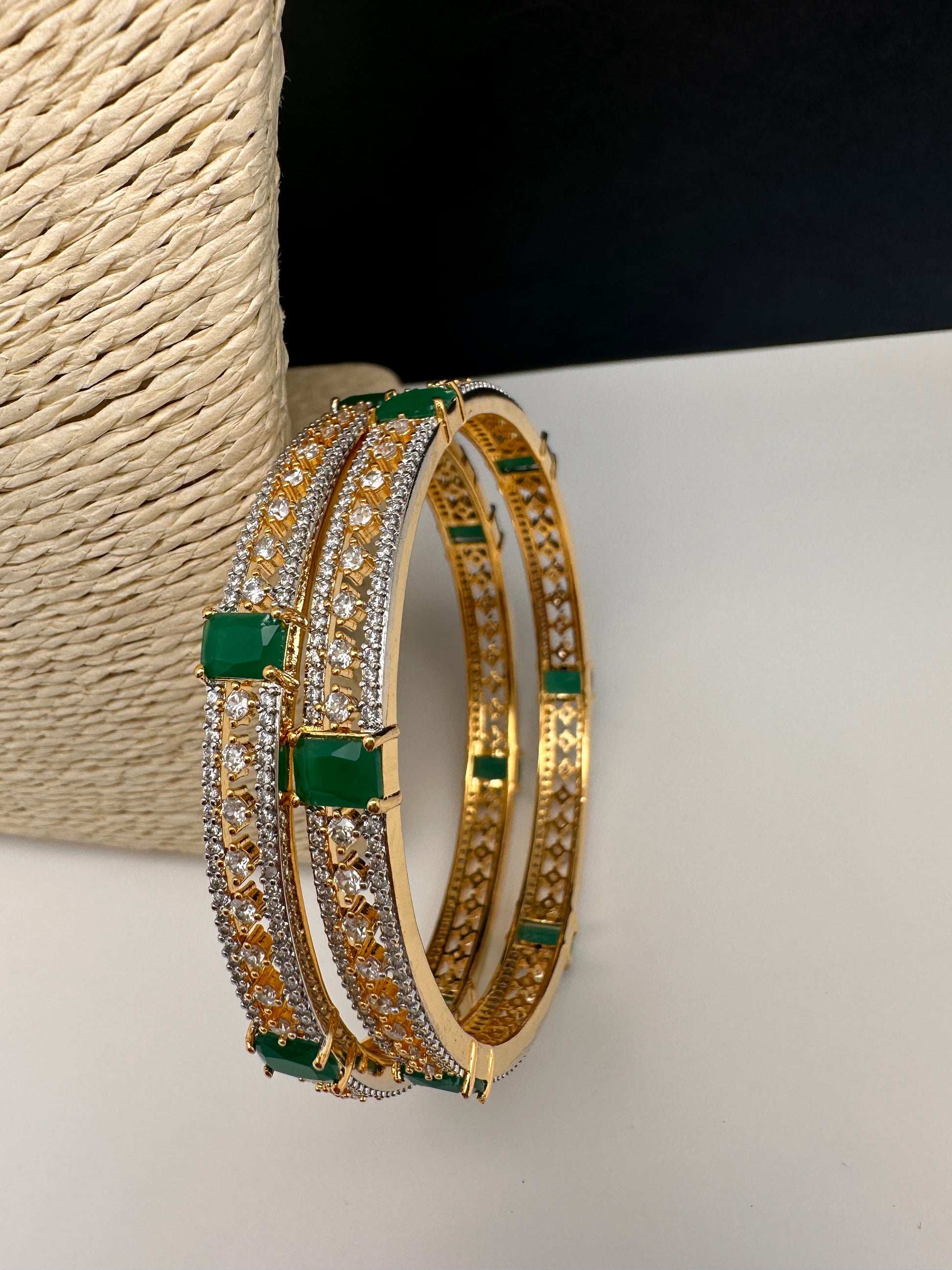American Diamond Emerald Green Bangles