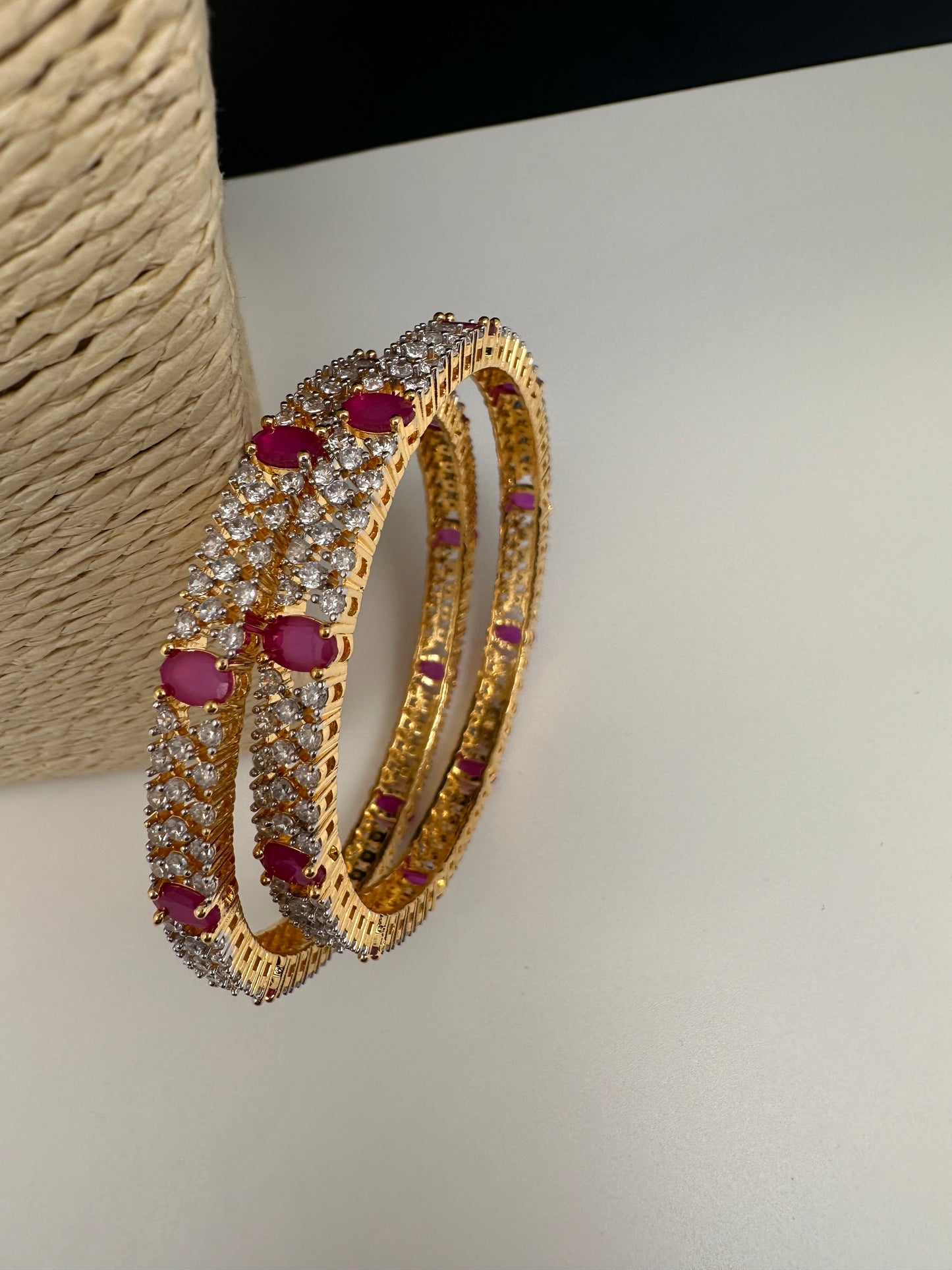 American Diamond Ruby Bangles