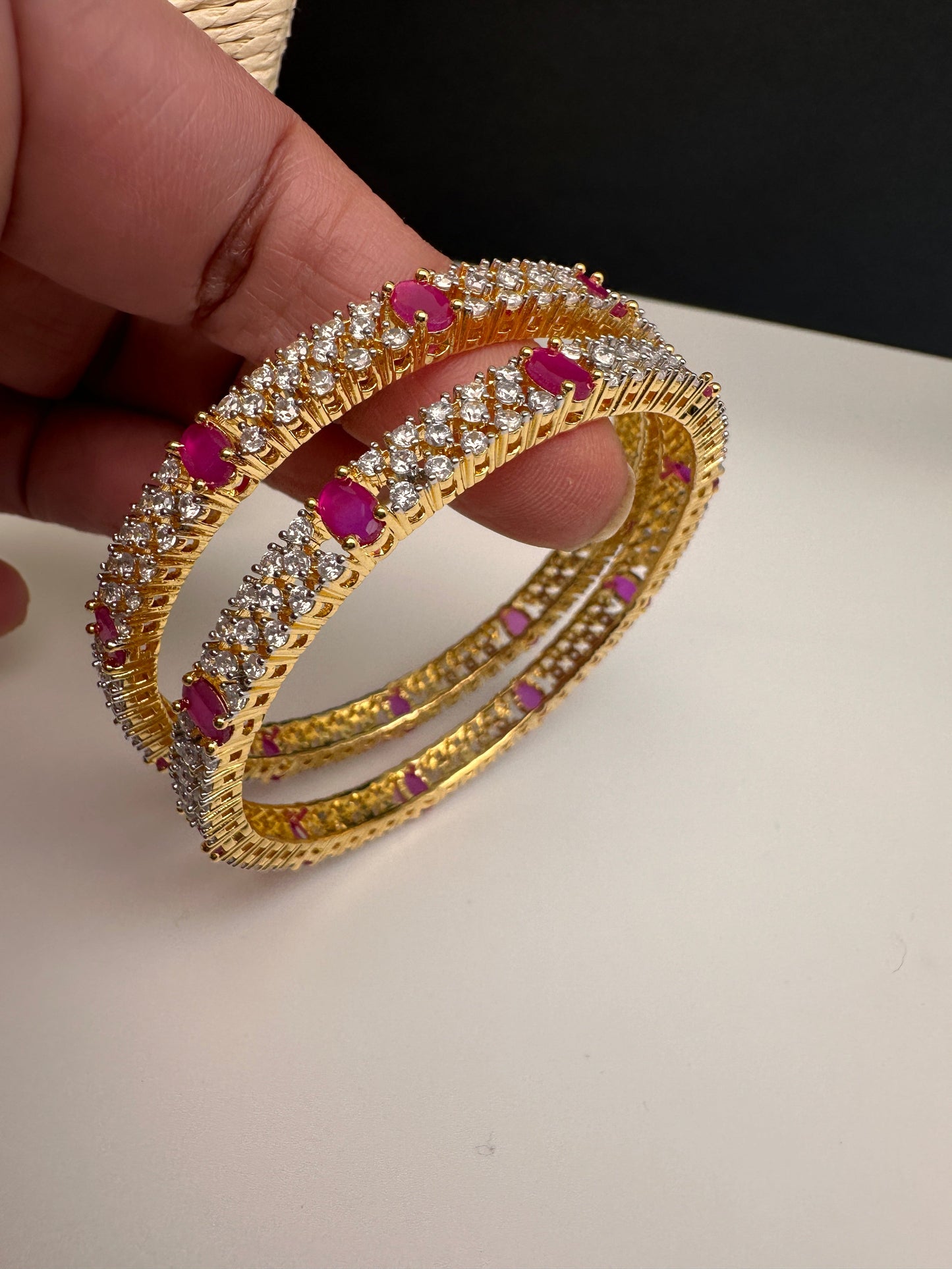 American Diamond Ruby Bangles