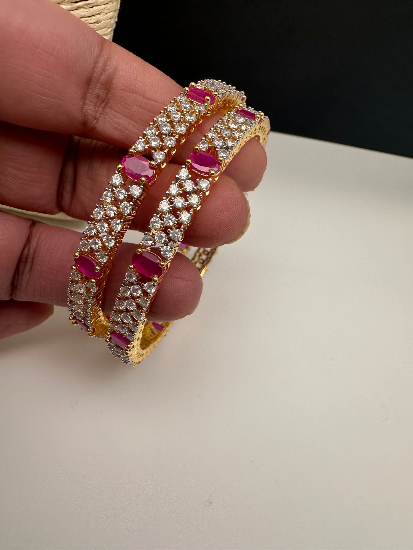 American Diamond Ruby Bangles
