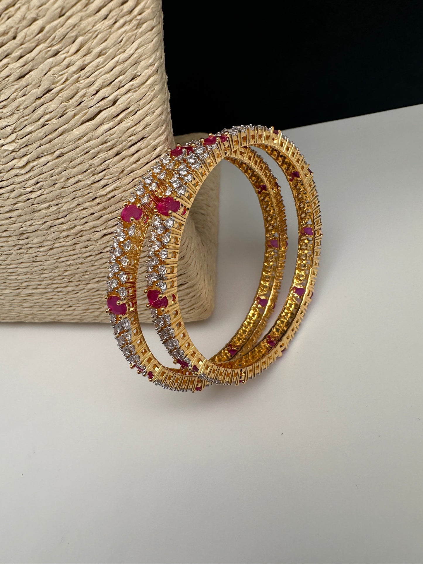 American Diamond Ruby Bangles