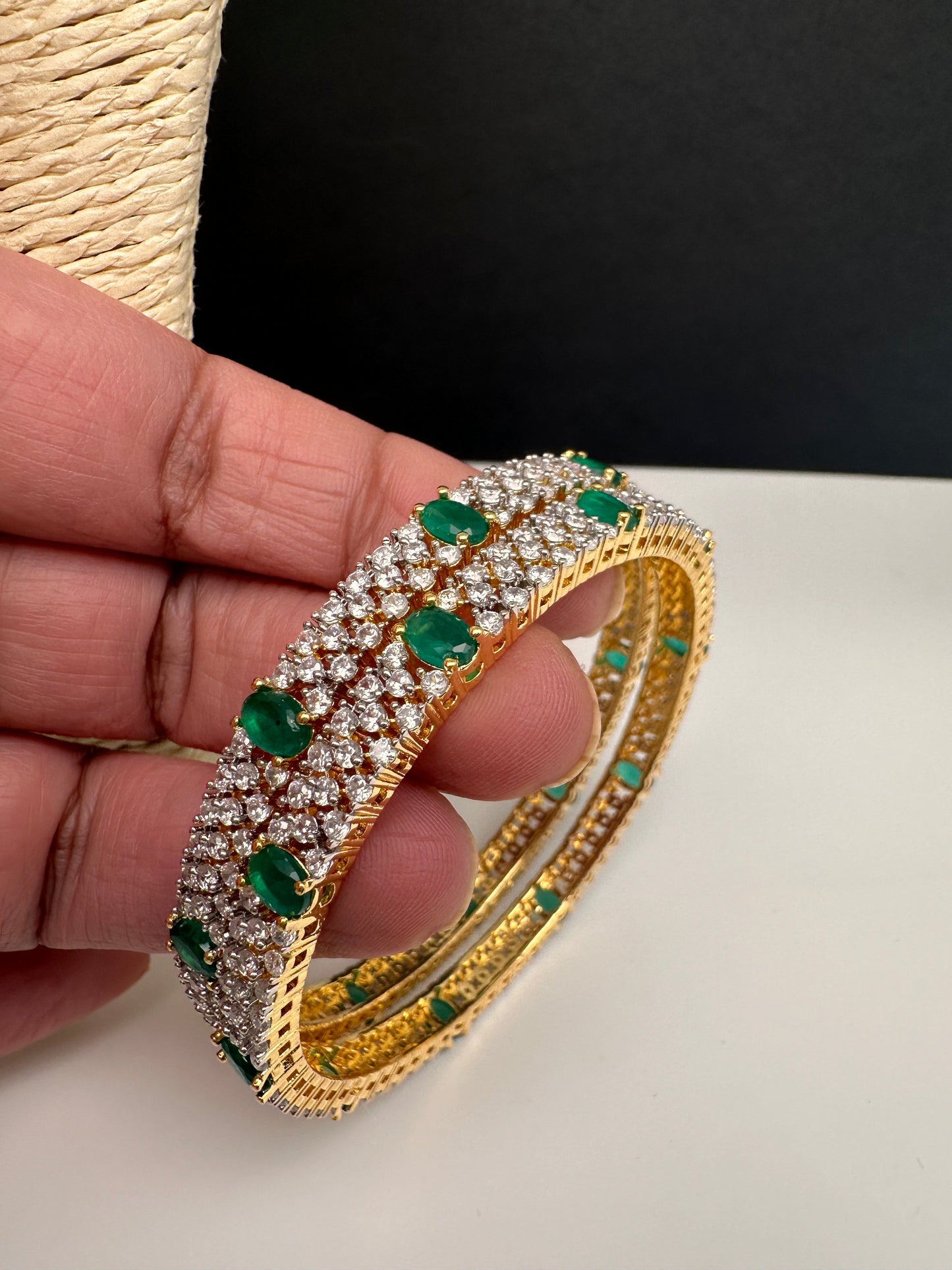 American Diamond Emerald Green Bangles
