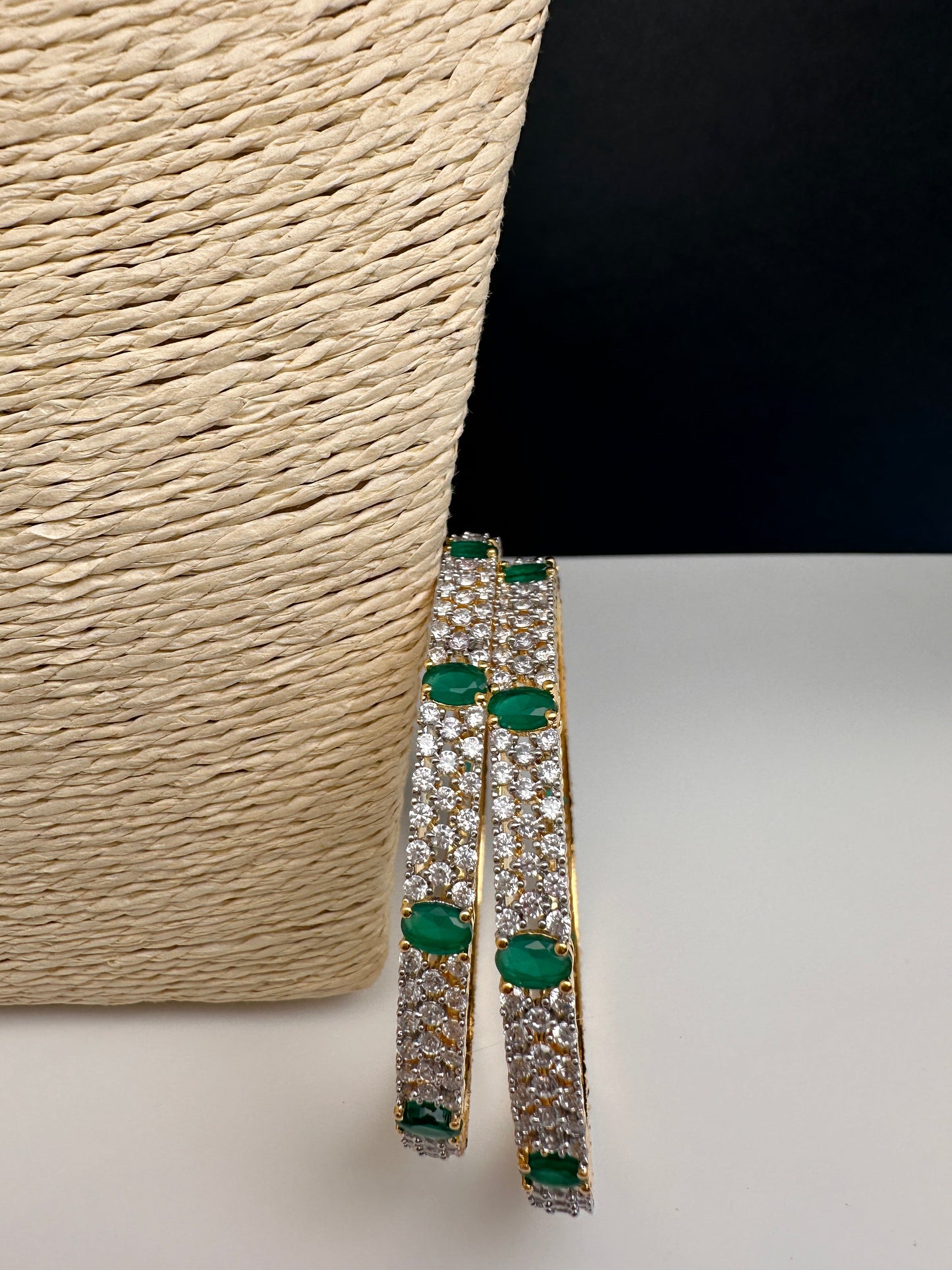 American Diamond Emerald Green Bangles