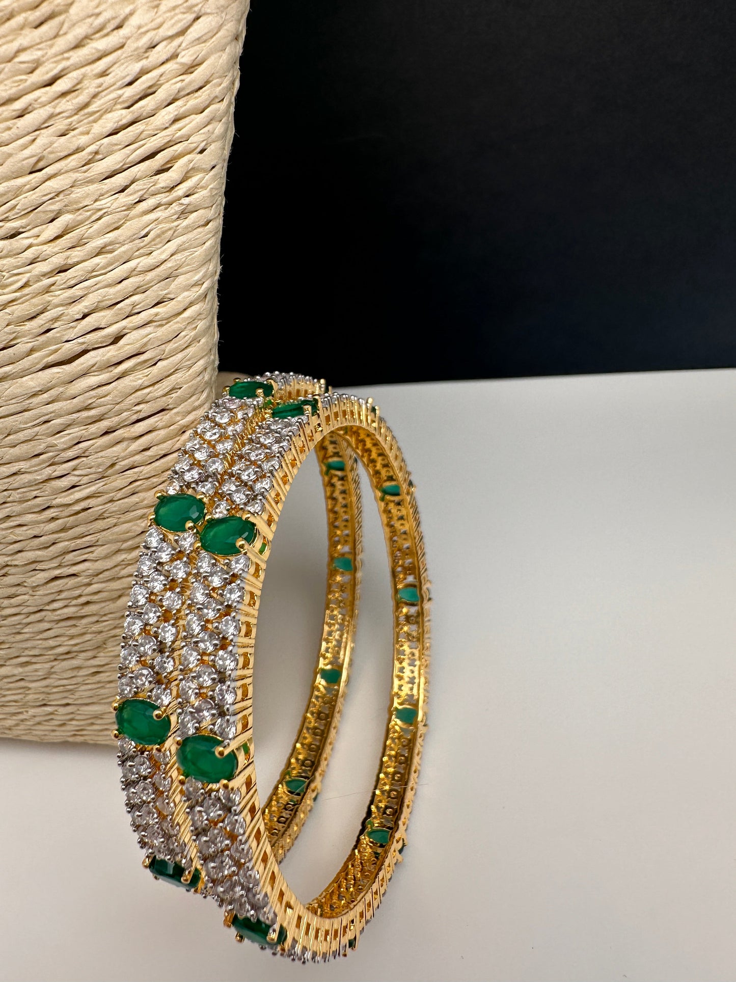 American Diamond Emerald Green Bangles