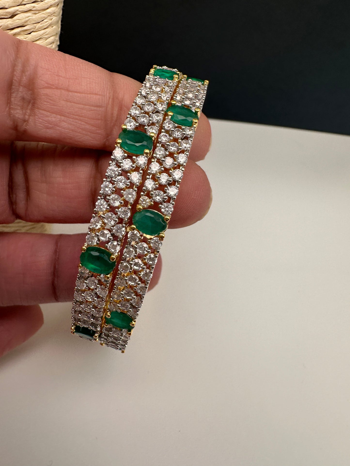 American Diamond Emerald Green Bangles