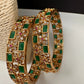 Green Stone CZ Floral Bangles