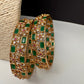Green Stone CZ Floral Bangles