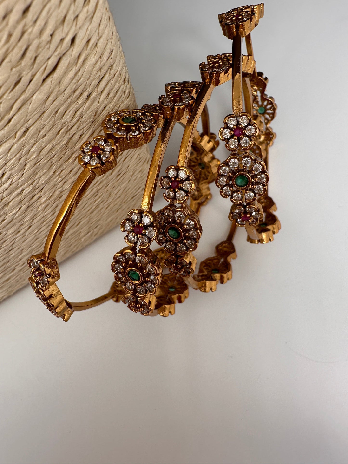 Matte Floral CZ Bangles