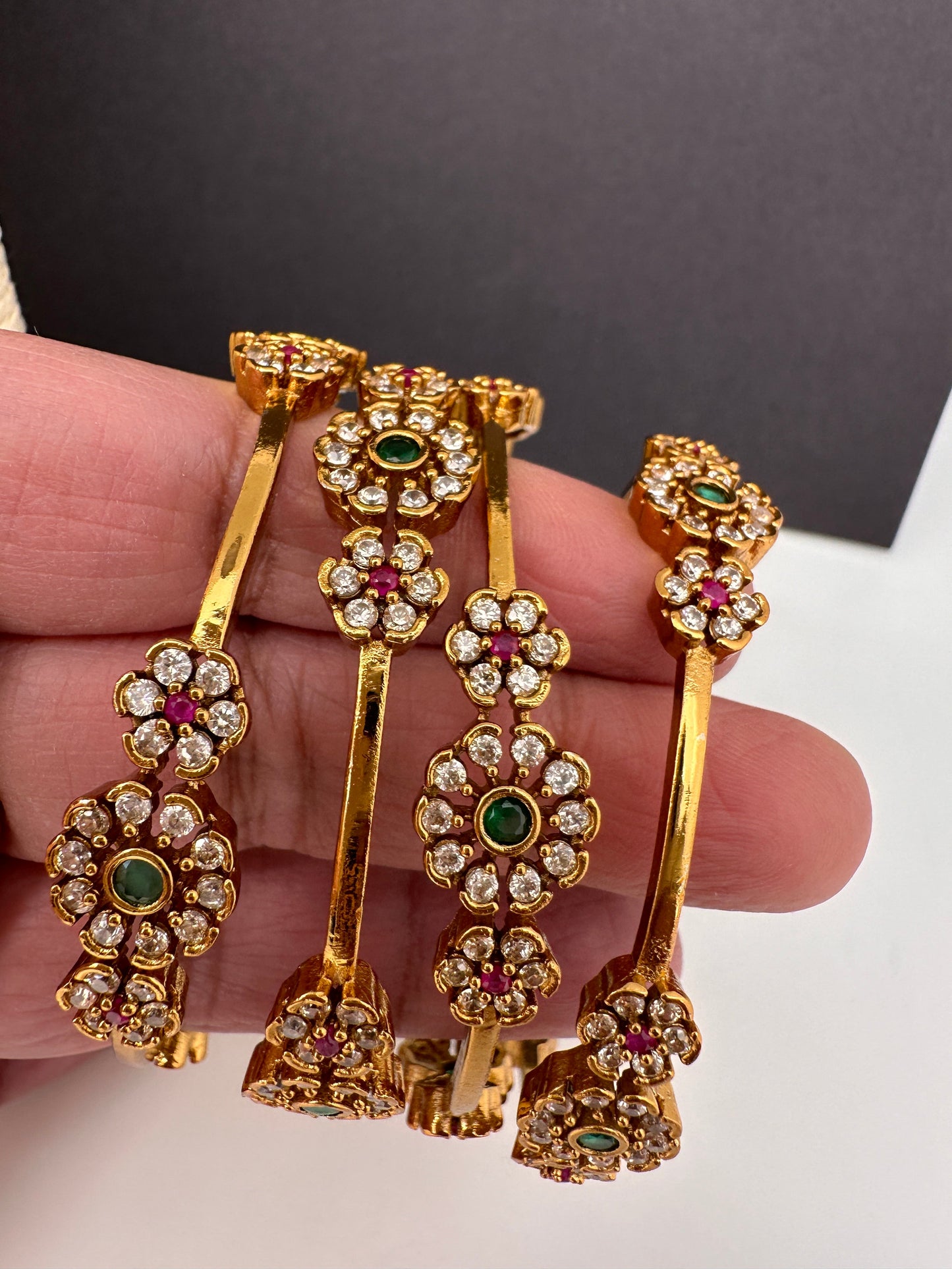 Matte Floral CZ Bangles