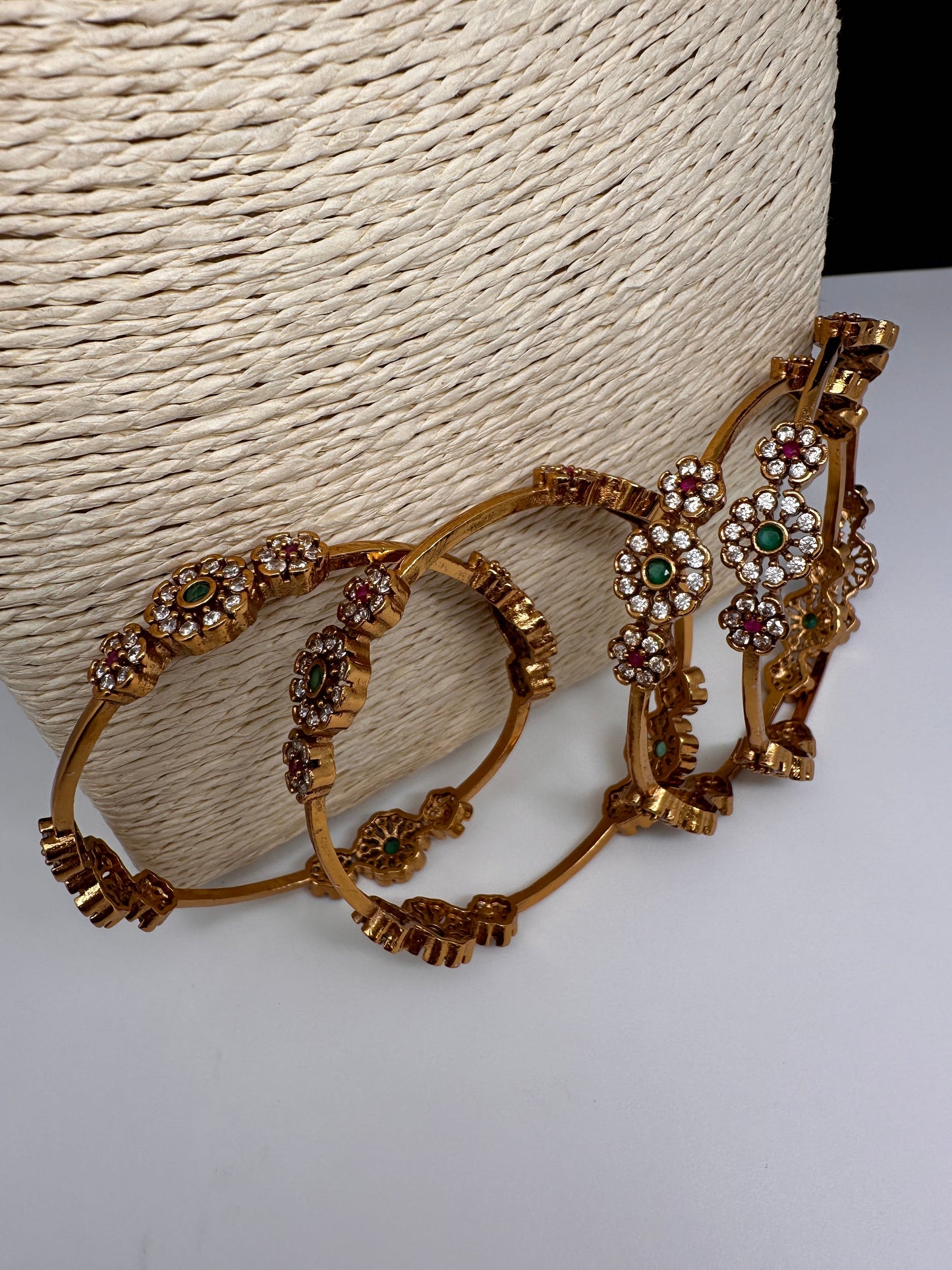 Matte Floral CZ Bangles