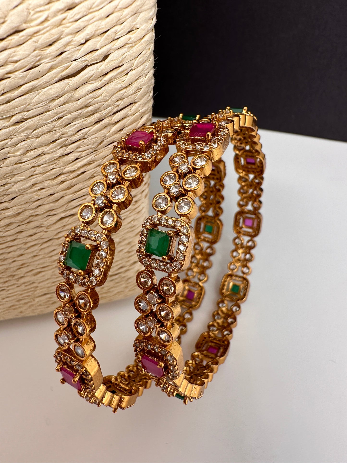 Multi Stone Matte Bangles