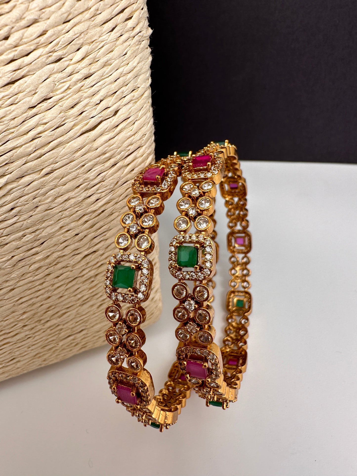 Multi Stone Matte Bangles