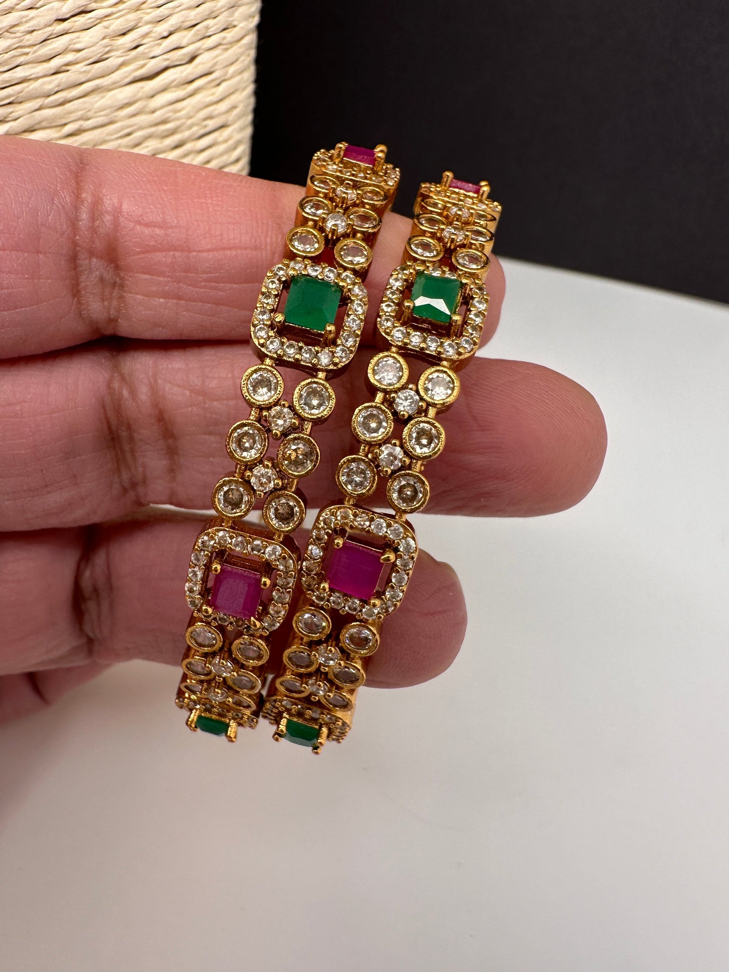 Multi Stone Matte Bangles