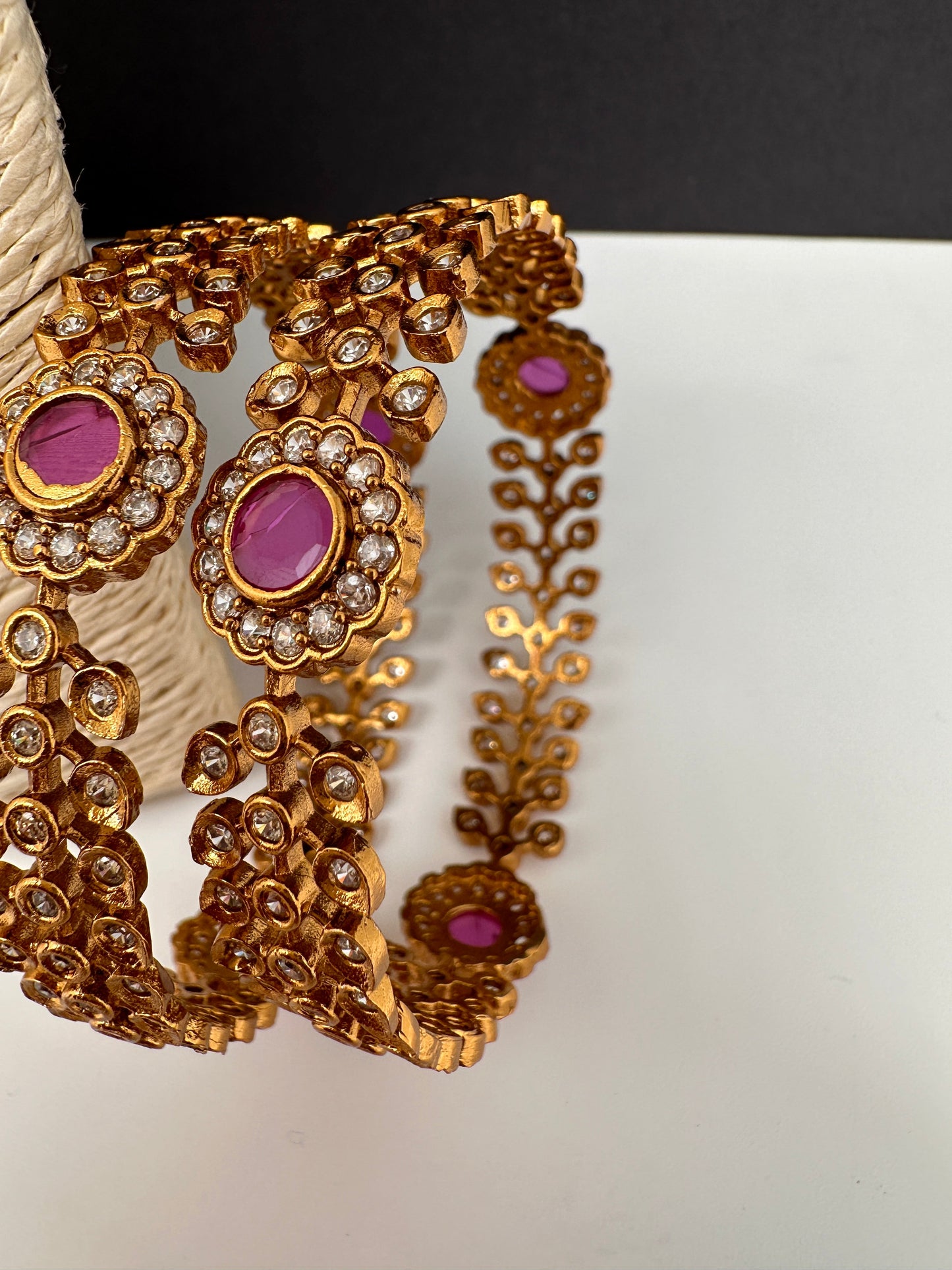Matte CZ Red Bangles