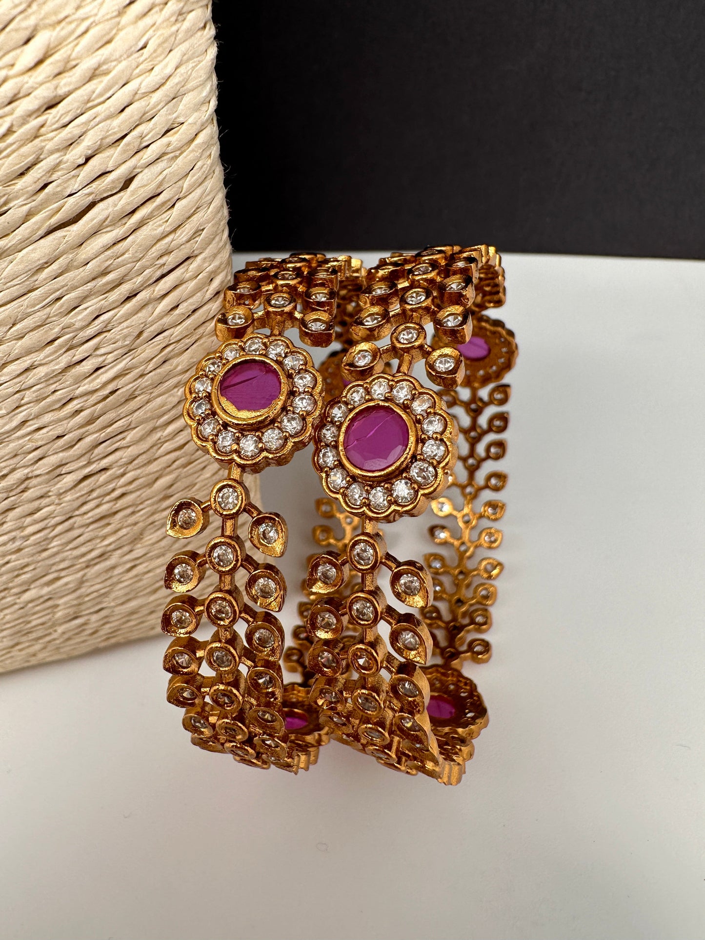Matte CZ Red Bangles