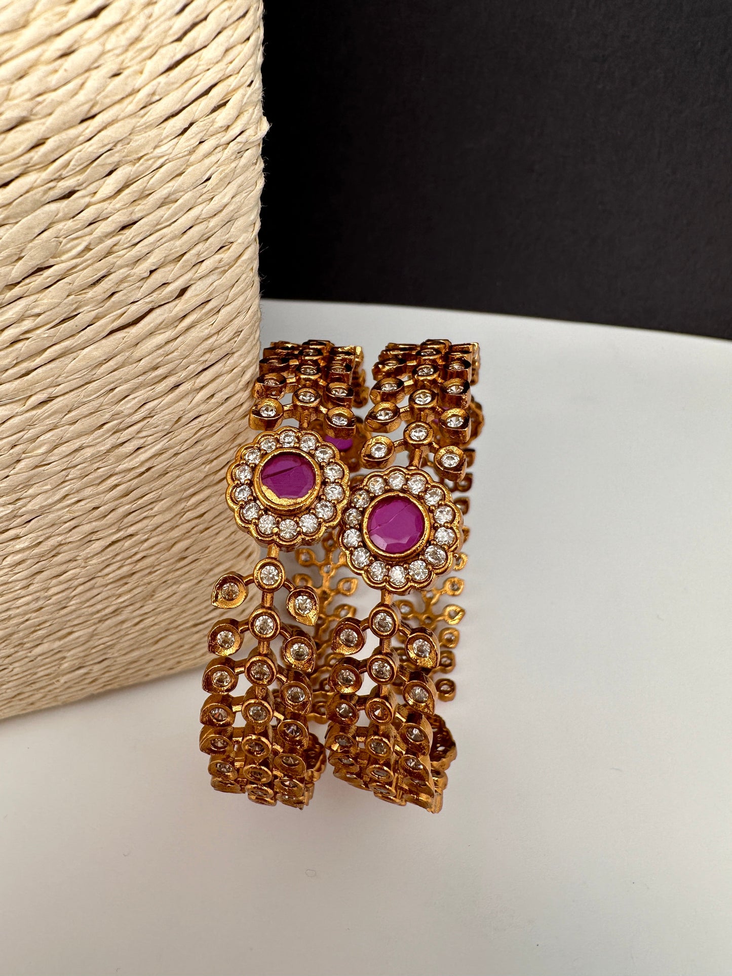 Matte CZ Red Bangles