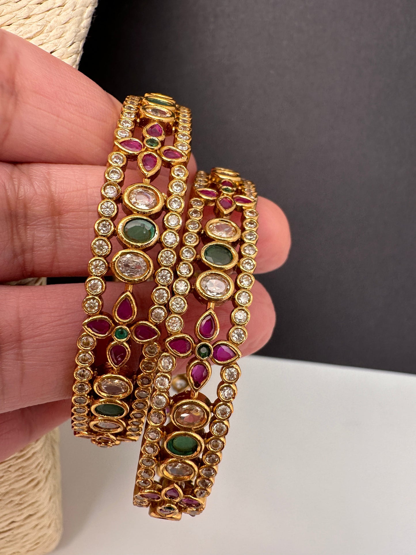 Matte CZ Multi Stone Bangles